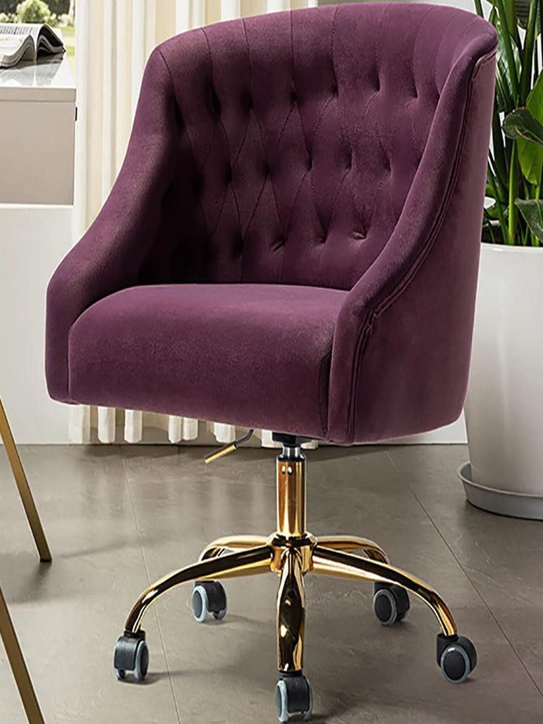 Doe Buck Purple Velvet Finish Adjustable Office Chair