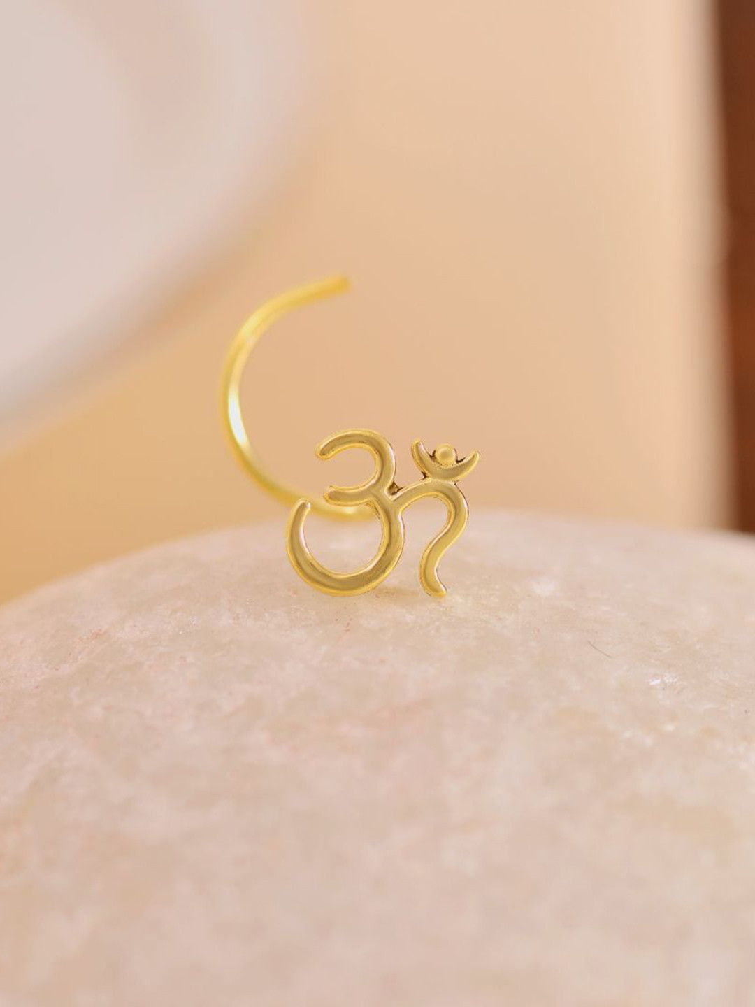 Abhooshan 925 Sterling Silver Gold Plated Om Ring Nosepin