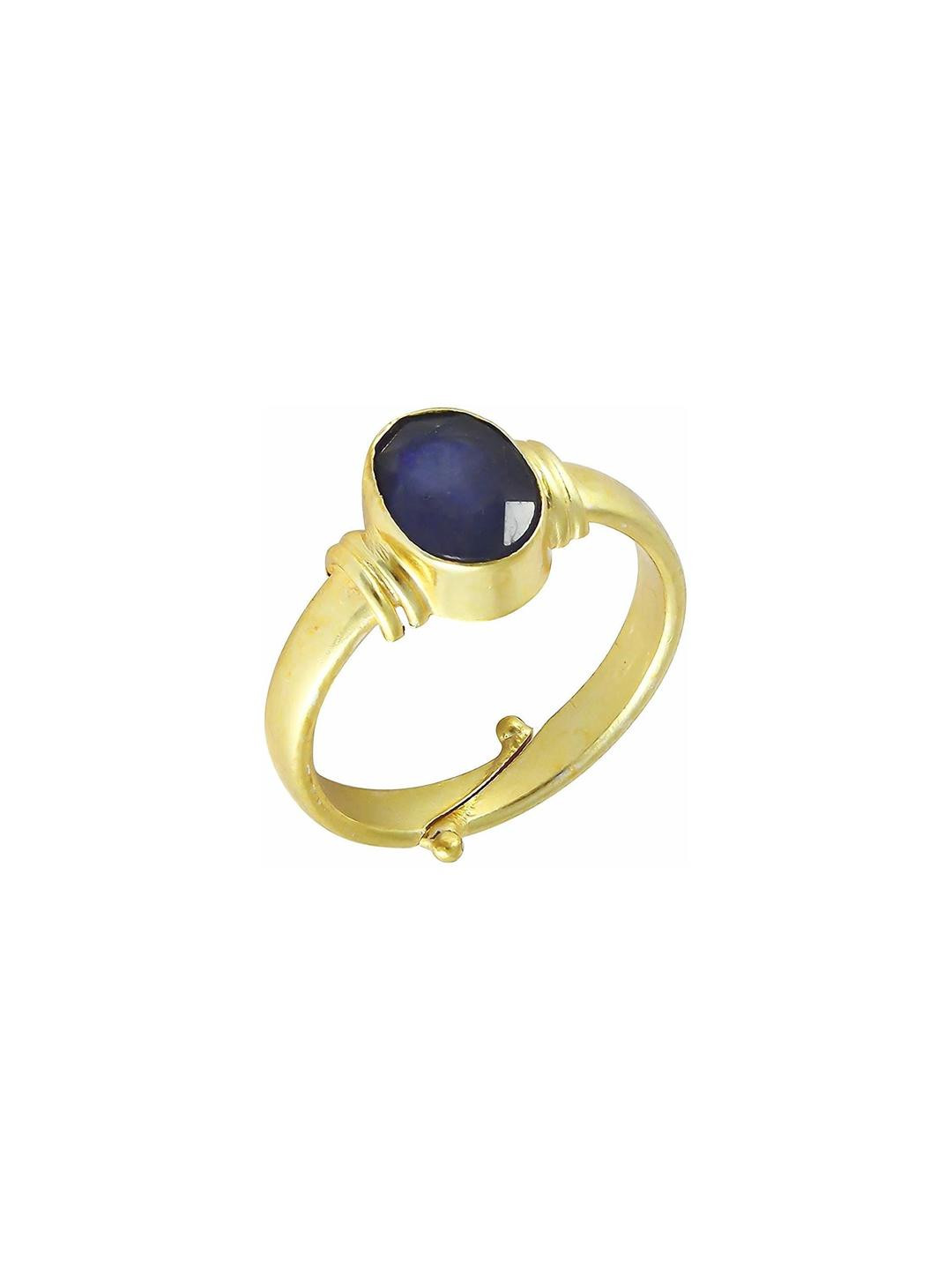 Barmunda gems Men Gold Plated Blue Gem Studded Finger Ring