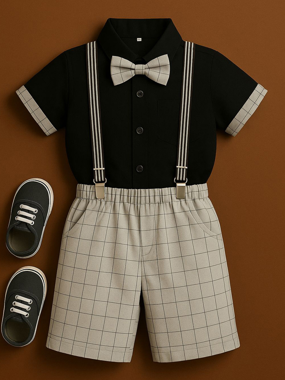 FABMYTRA Boys Shirt Collar Pure Cotton Shirt with Shorts