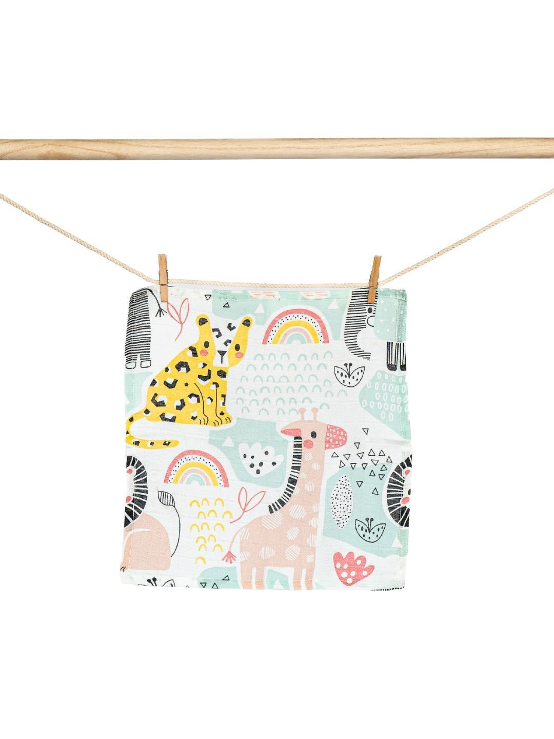 cocoon care Sea Green & Pink Print Bamboo Cotton Face Towel