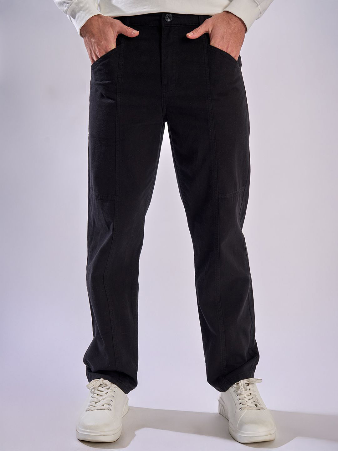 Bene Kleed Men Panelled Relax Fit Cotton Regular Trousers