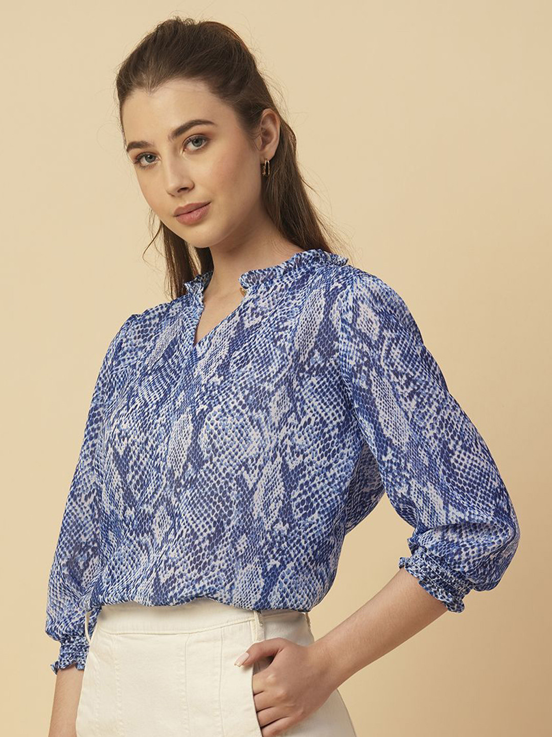 Chemistry Women Snakeskin Print Georgette Top