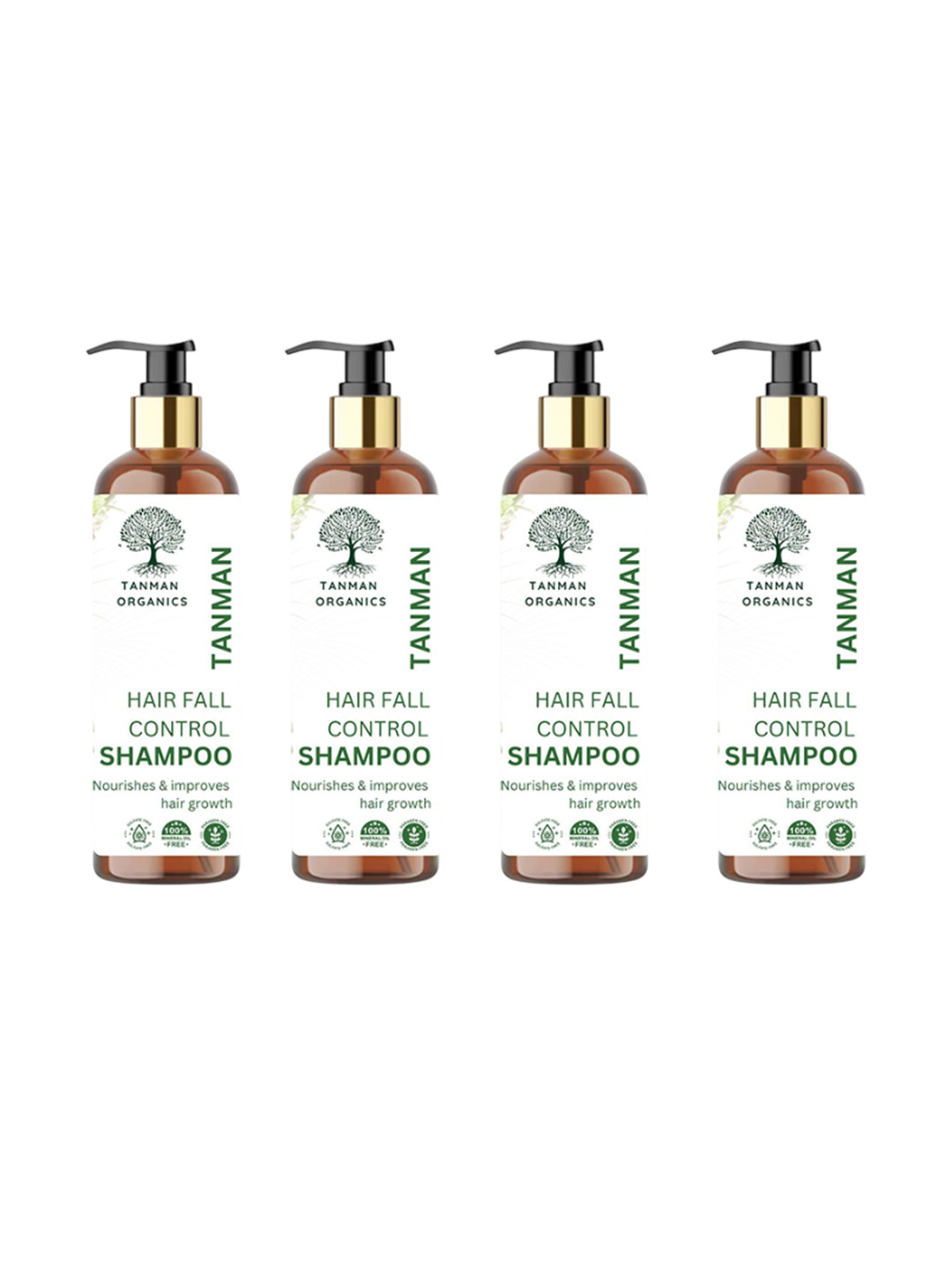 tanman organics Set Of 4 Organic Hair Fall Control Shampoo- 200 ml Each