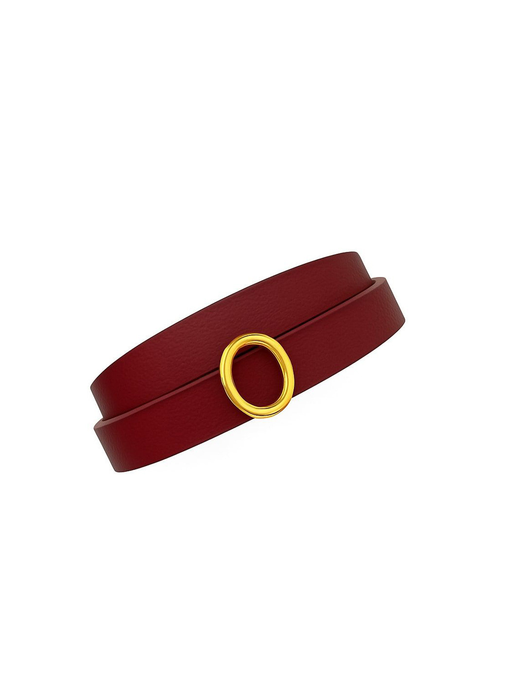 TANN TRIM Unisex Leather Gold-Plated O Initial Wraparound Bracelet