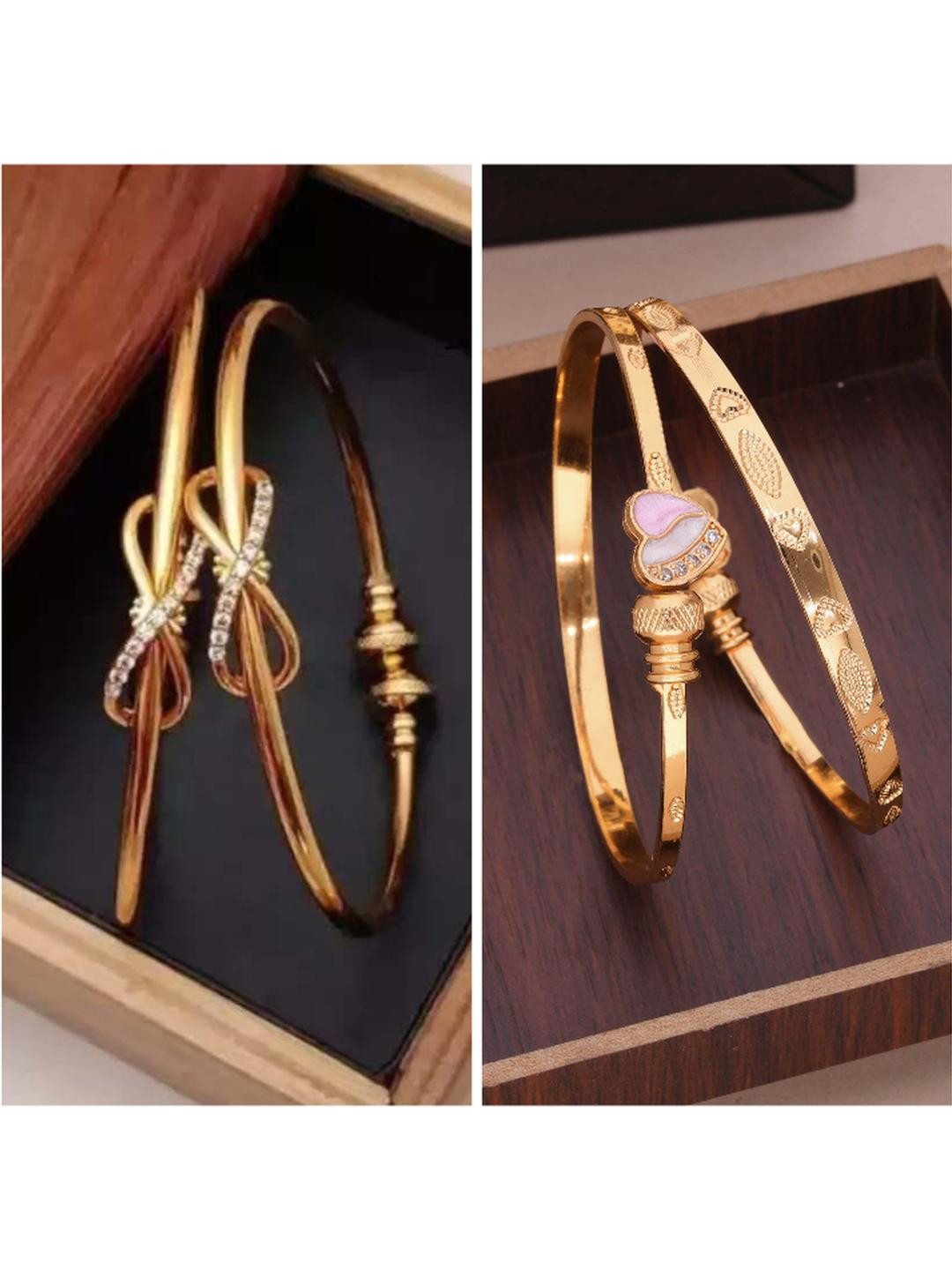 Anouk Pack O f 2 Brass Gold-Plated Adjustable American Diamond Bangles