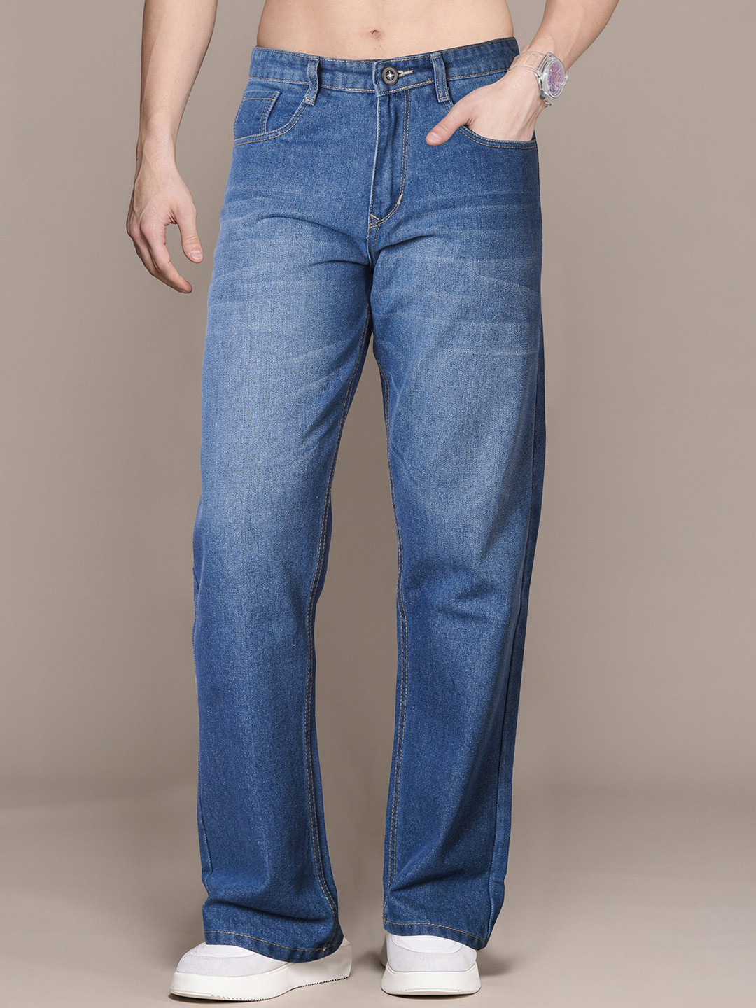 RIG BONE Men Loose Baggy Clean Look Light Fade Cotton Jeans