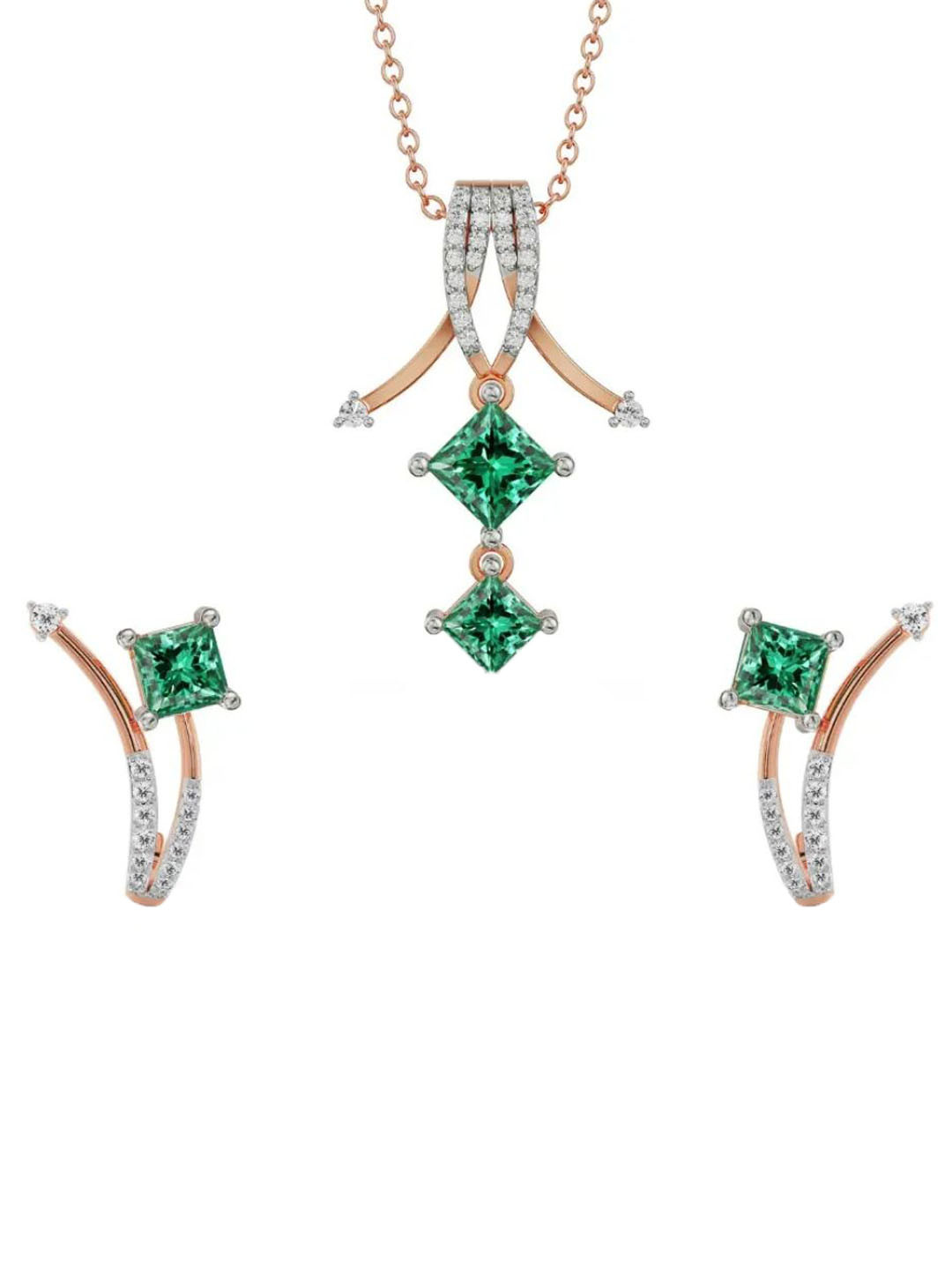 Emori 18KT Gold Diamond Pendant With Earring