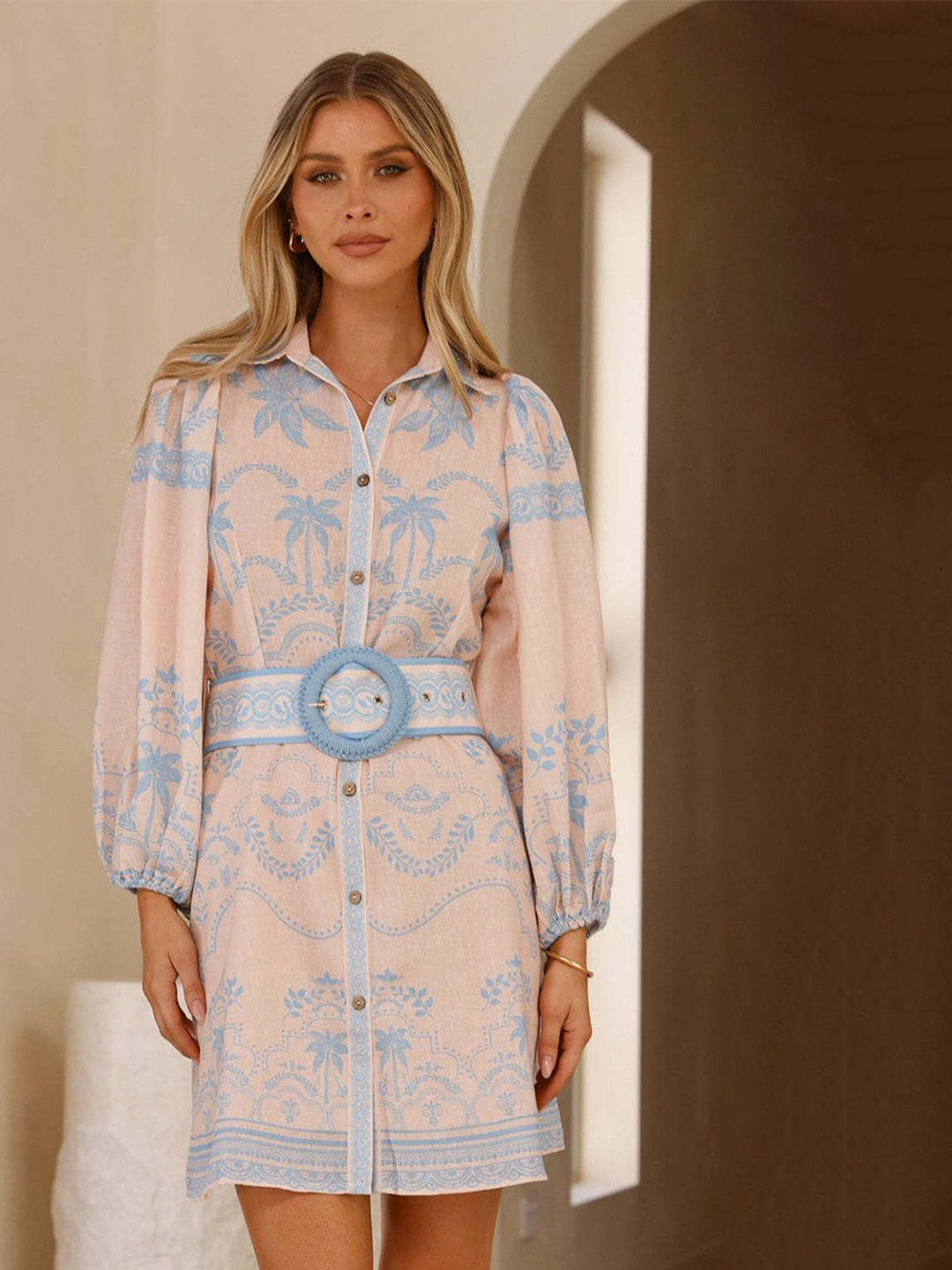 JC Mode Women Long Sleeves Shirt Dress