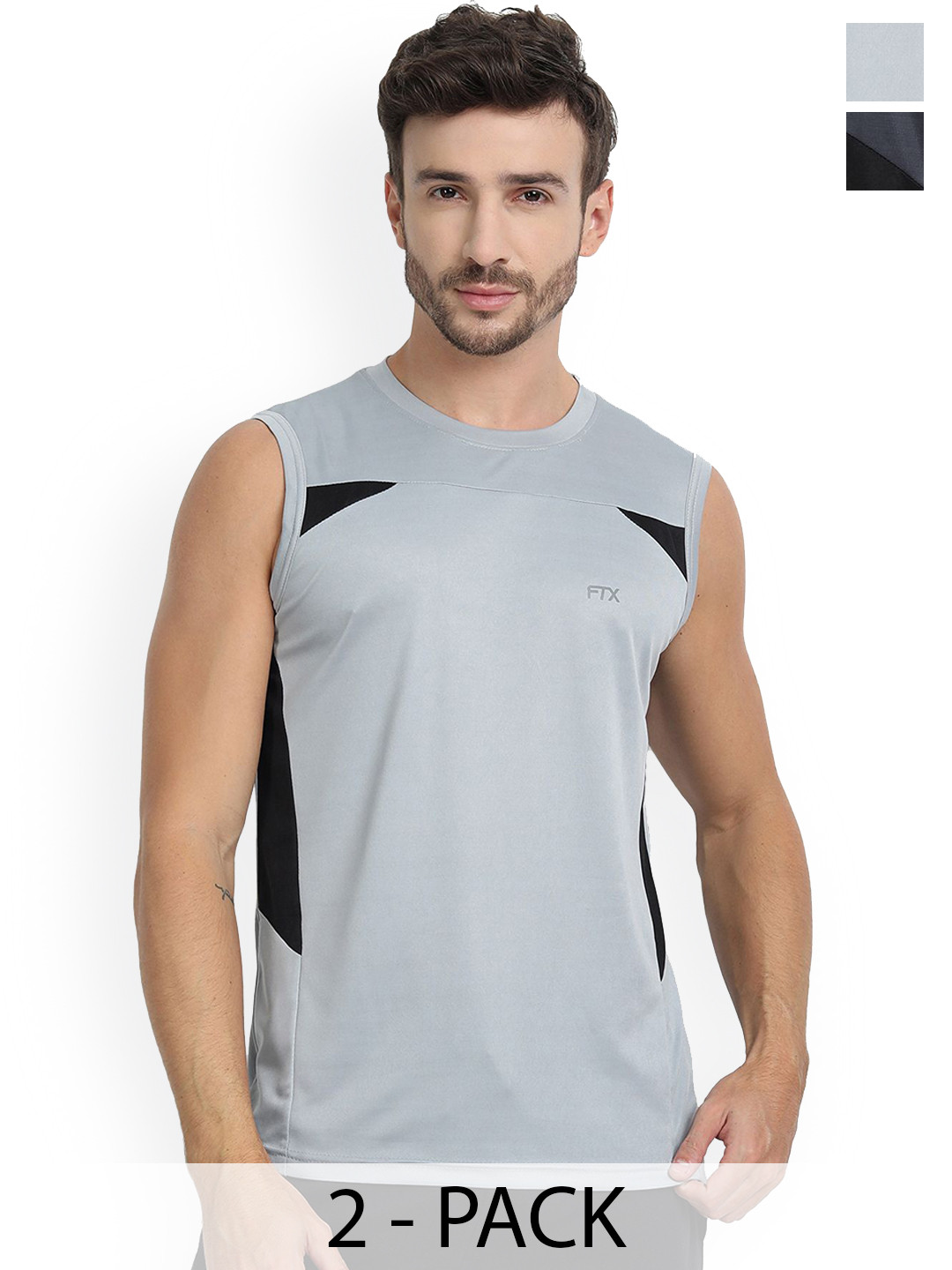 FTX Pack Of 2 Colourblocked Gym Vests 709-1_709-12-S