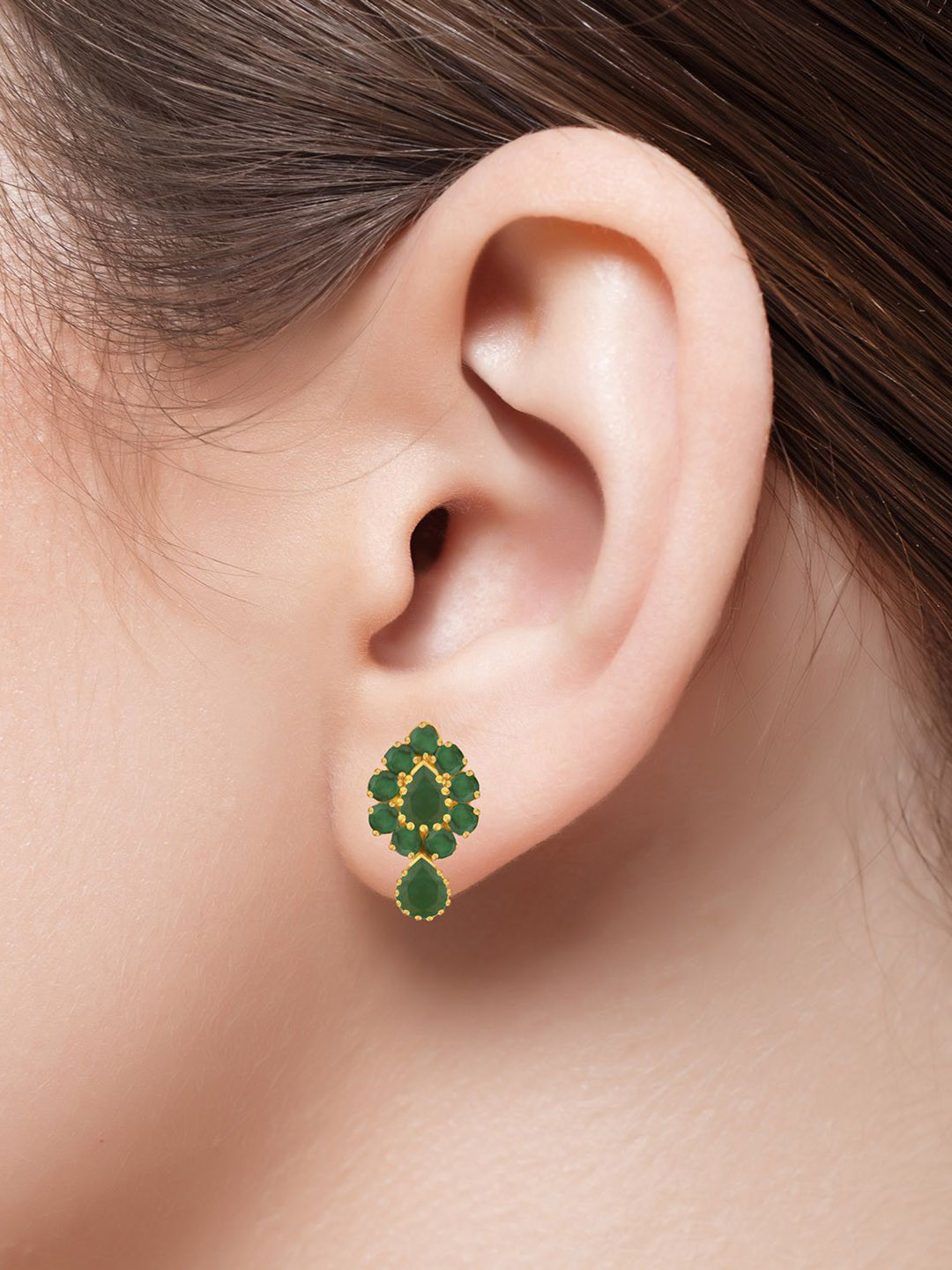 Joyalukkas Rustic Gemstone Teardrop Earring-3.83 gms