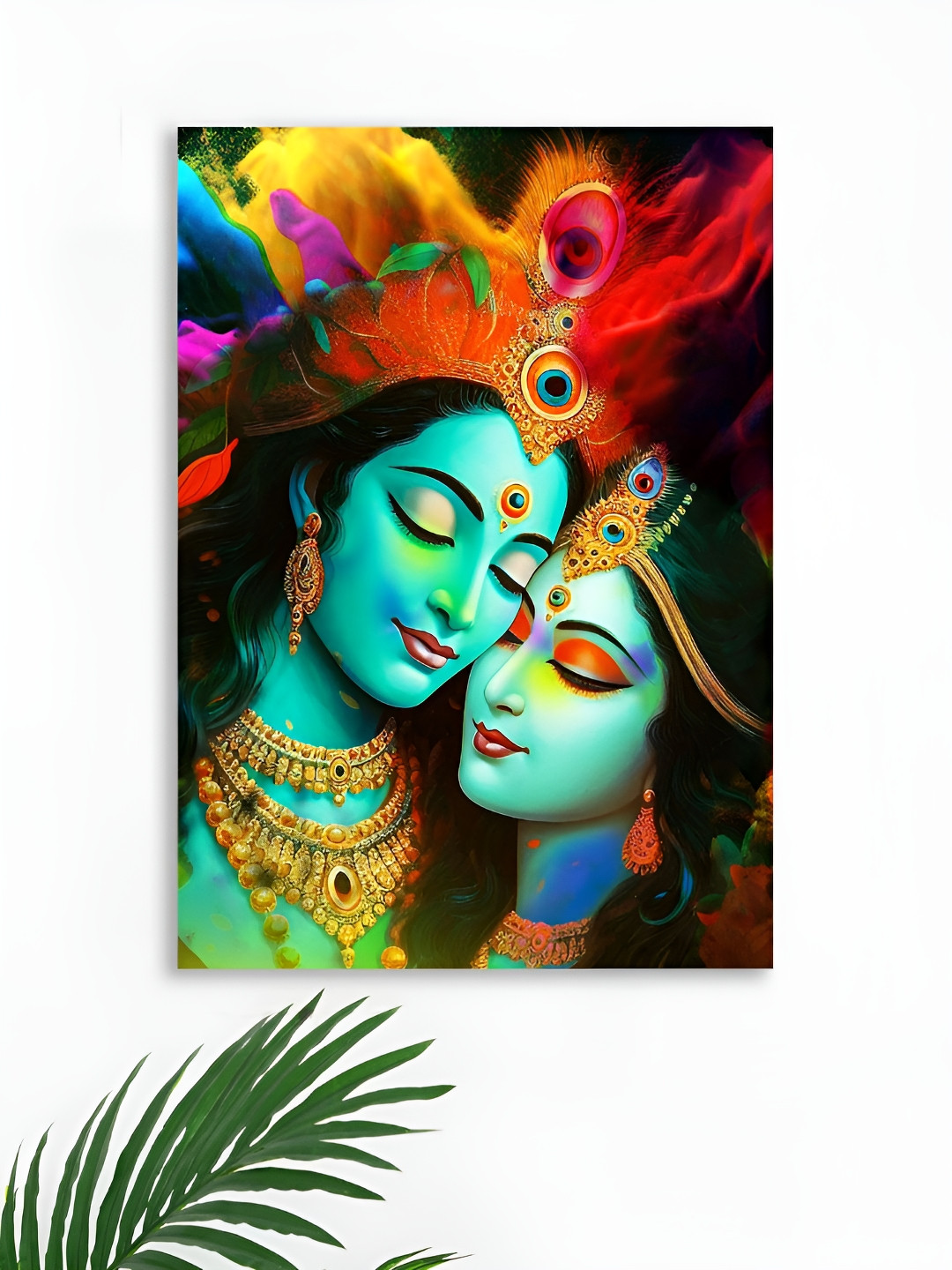 Myntra Elegant Homes Black & Blue Radha Krishna True Love Canvas Wall Art