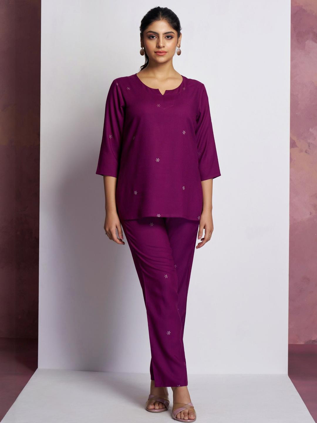 The Cloth Crow Printed Top With Trousers Co-Ords