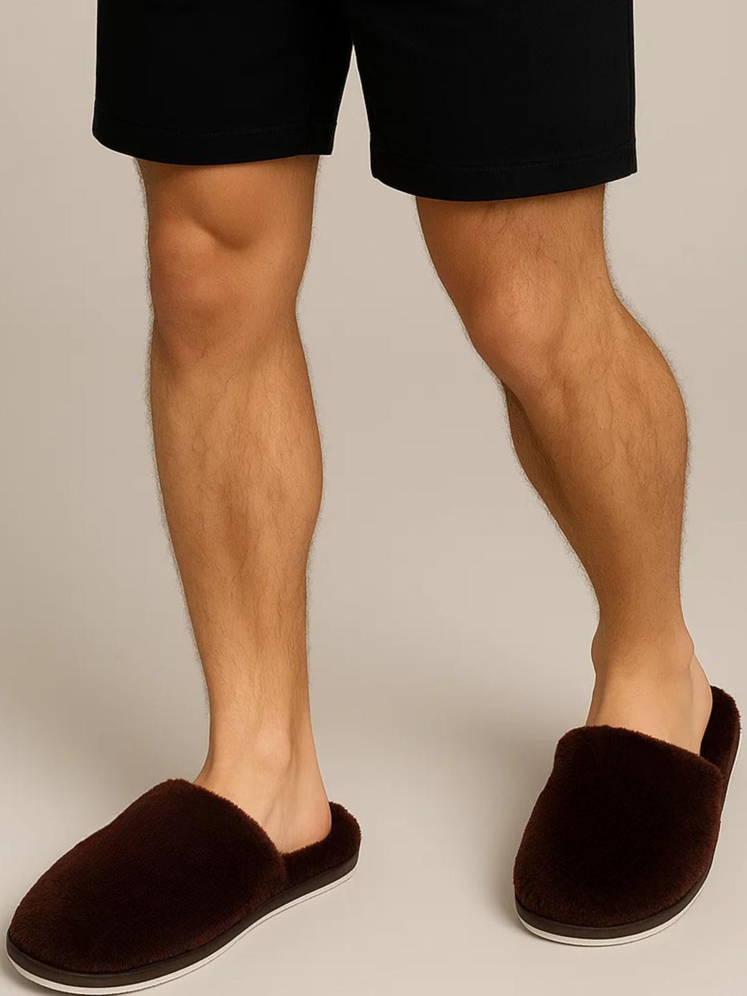 TRAVELKHUSHI Men's Brown Sliders