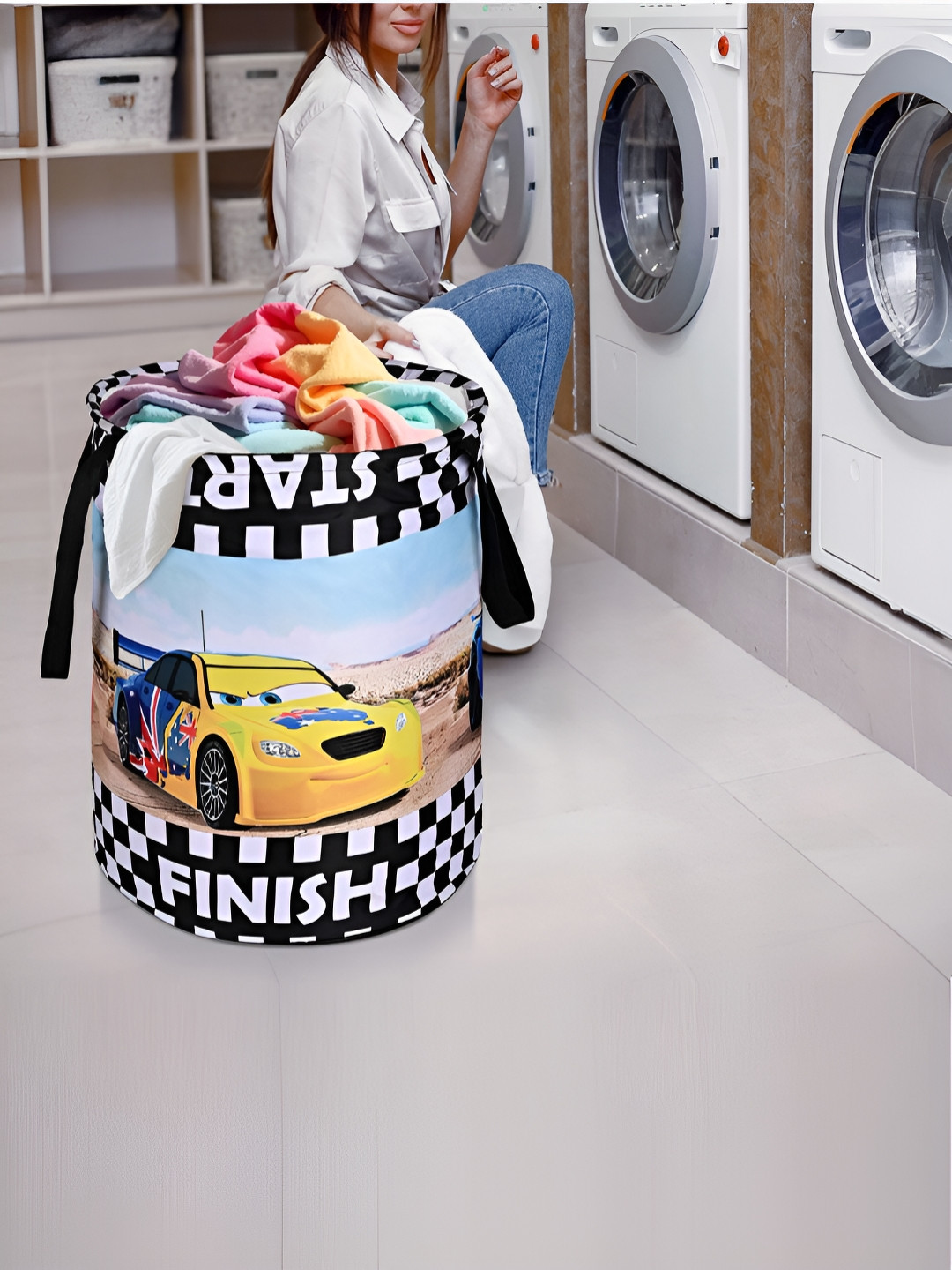 YK Kids Yellow & Black Disney Cars Printed Foldable Multi-Utility Organiser