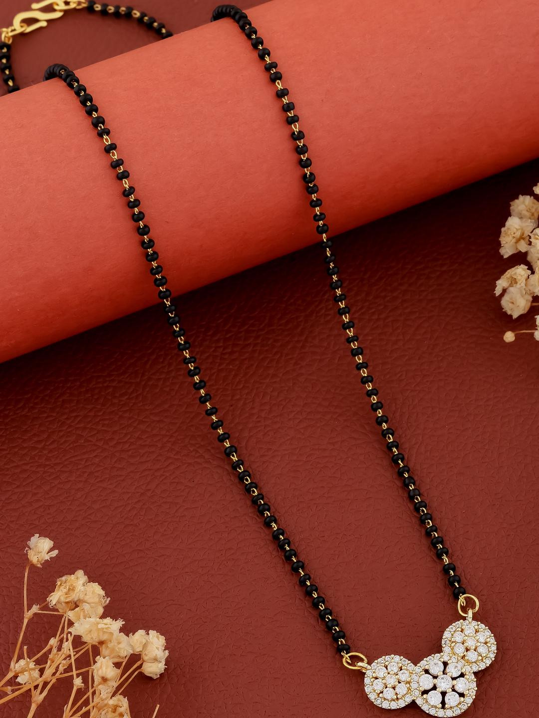 TEMORA Gold-Plated Artificial Stones Mangalsutra