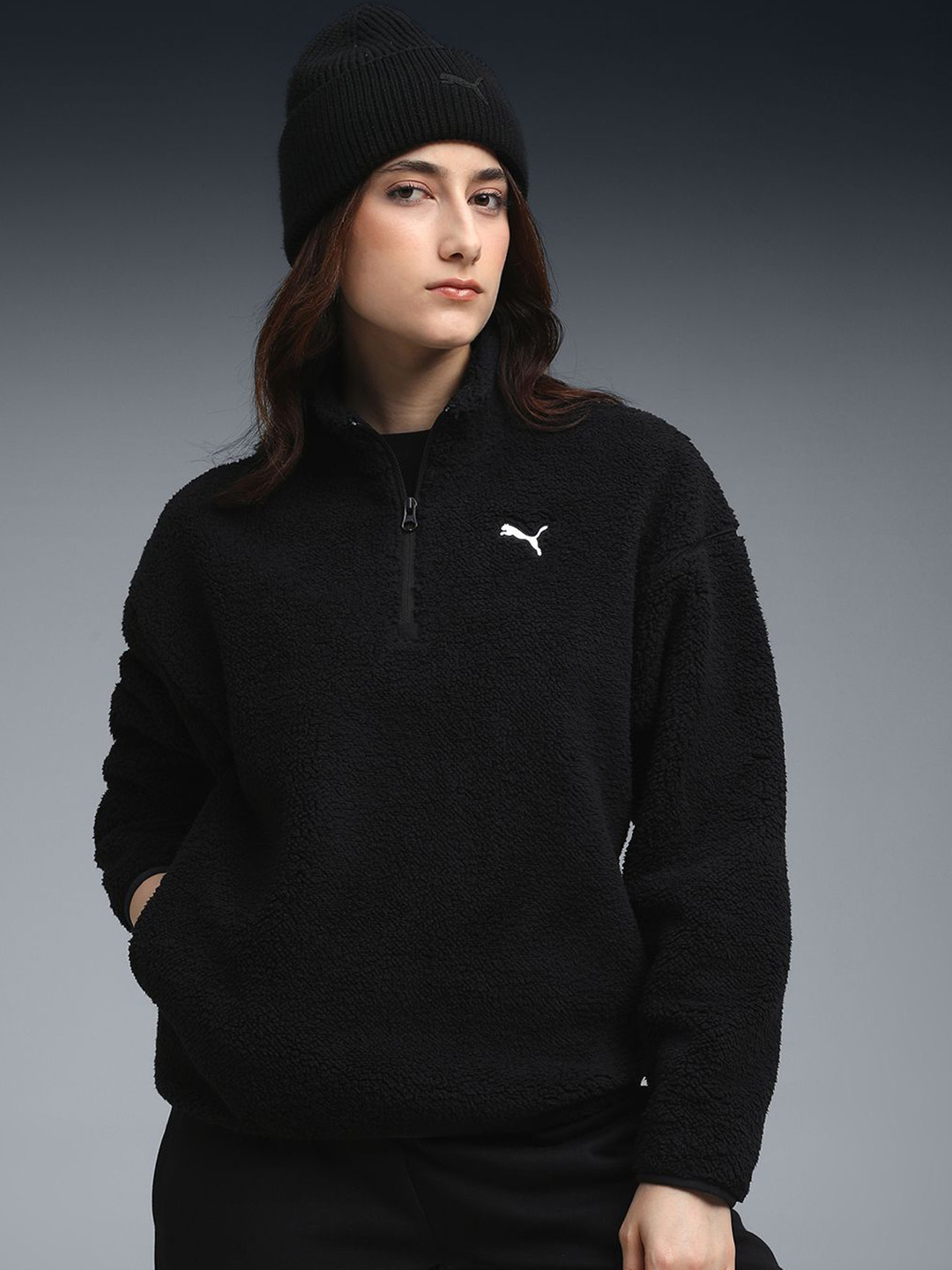 Puma Essentials Elevated Women's Half-Zip Crew Sweatshirt