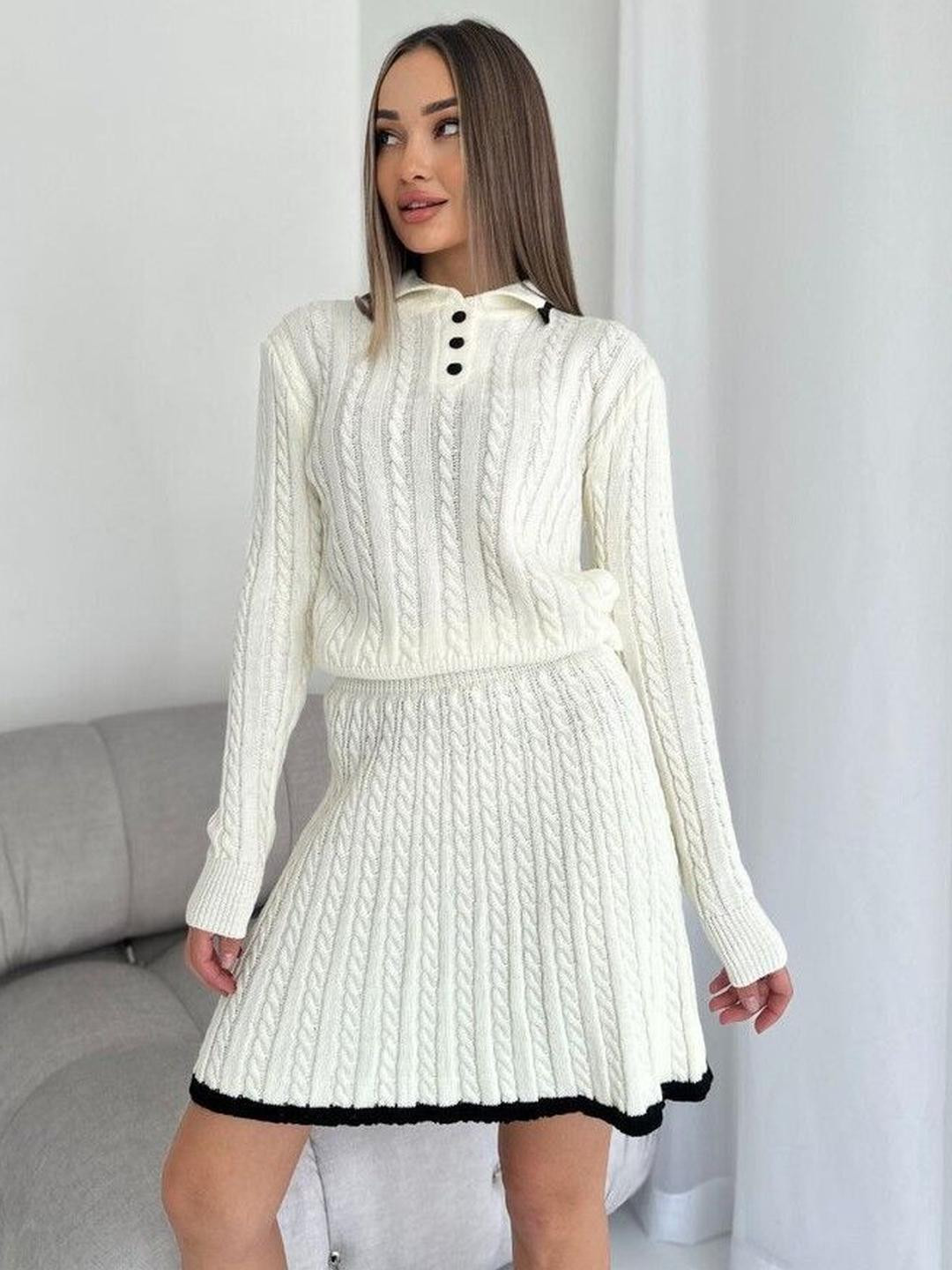 bebe Polo Collar Neck Sweatshirt With Skirt Co-Ords