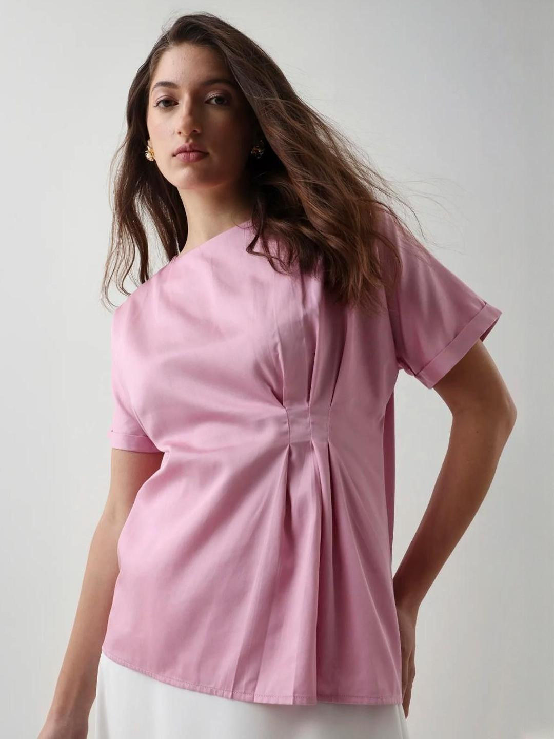 RAREISM Cotton Modal Plain Regular Top