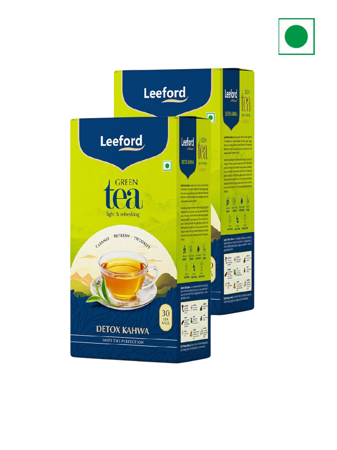 Leeford Pack of 2 Detoxifying Kahwa Green Tea - 30 Teabags