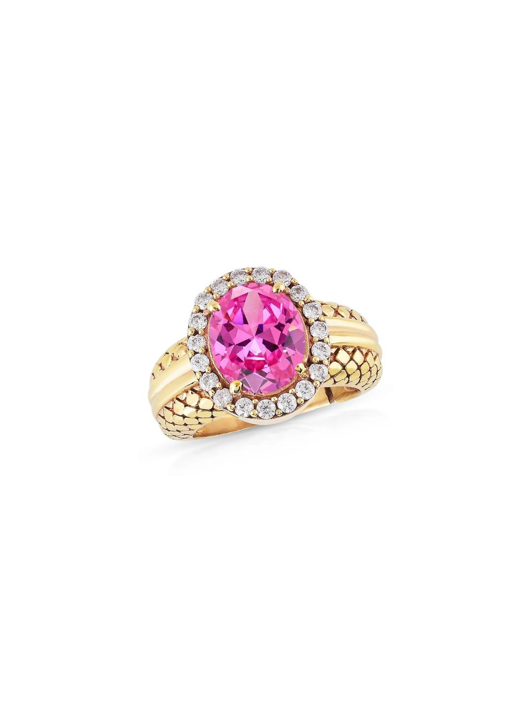 Barmunda gems Pink Brass Zircon Finger Ring