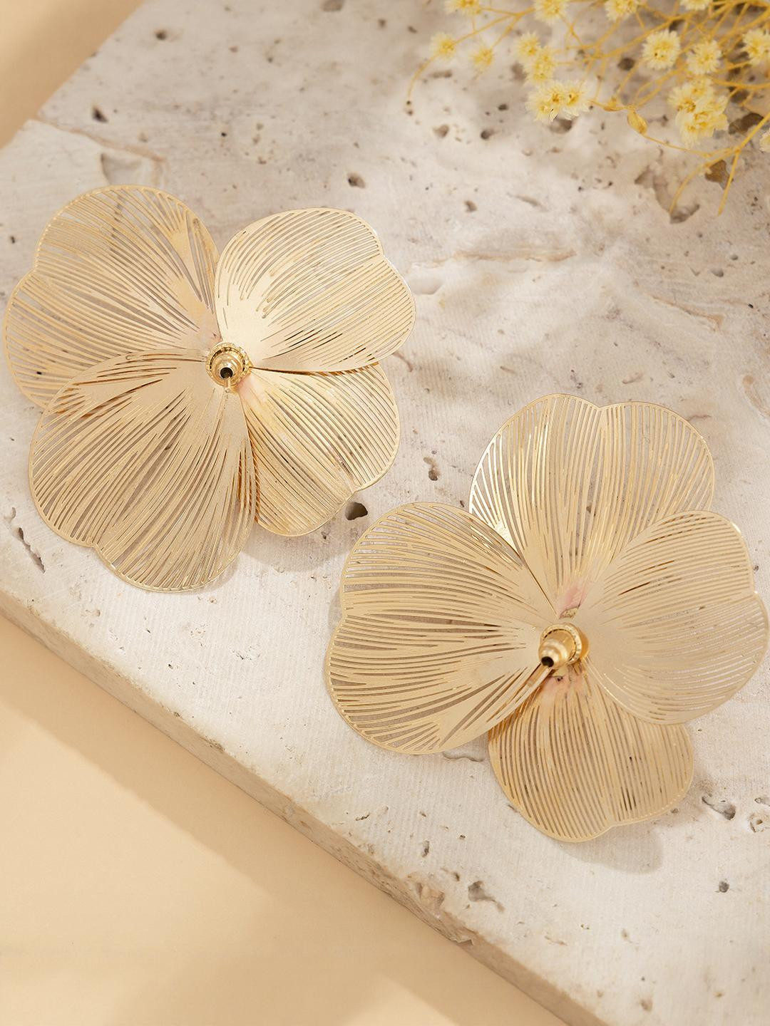 Anouk Gold Plated Flower Shaped Studs Earrings