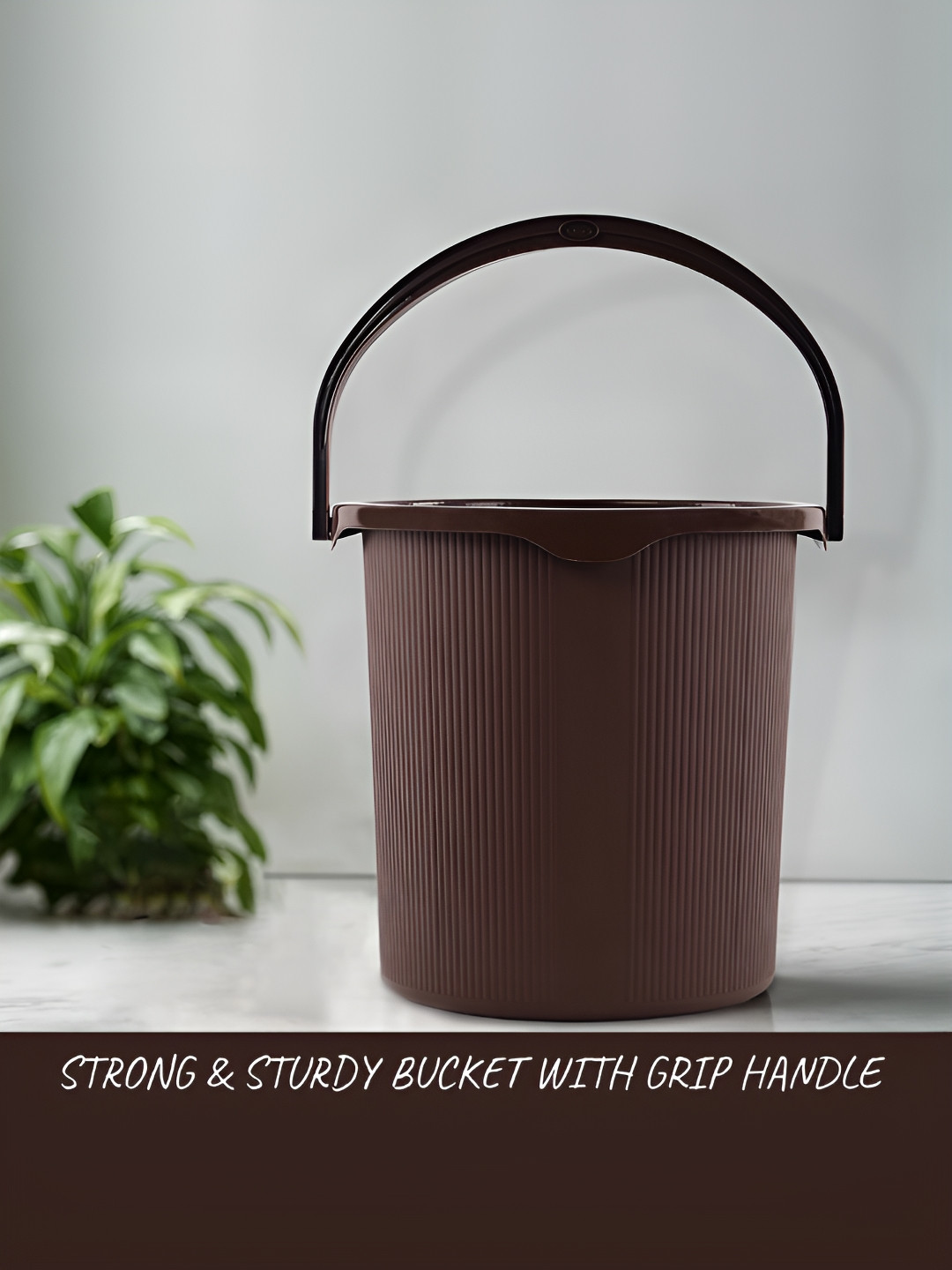 RUBOXA Brown Classic Plastic Bucket-25 L