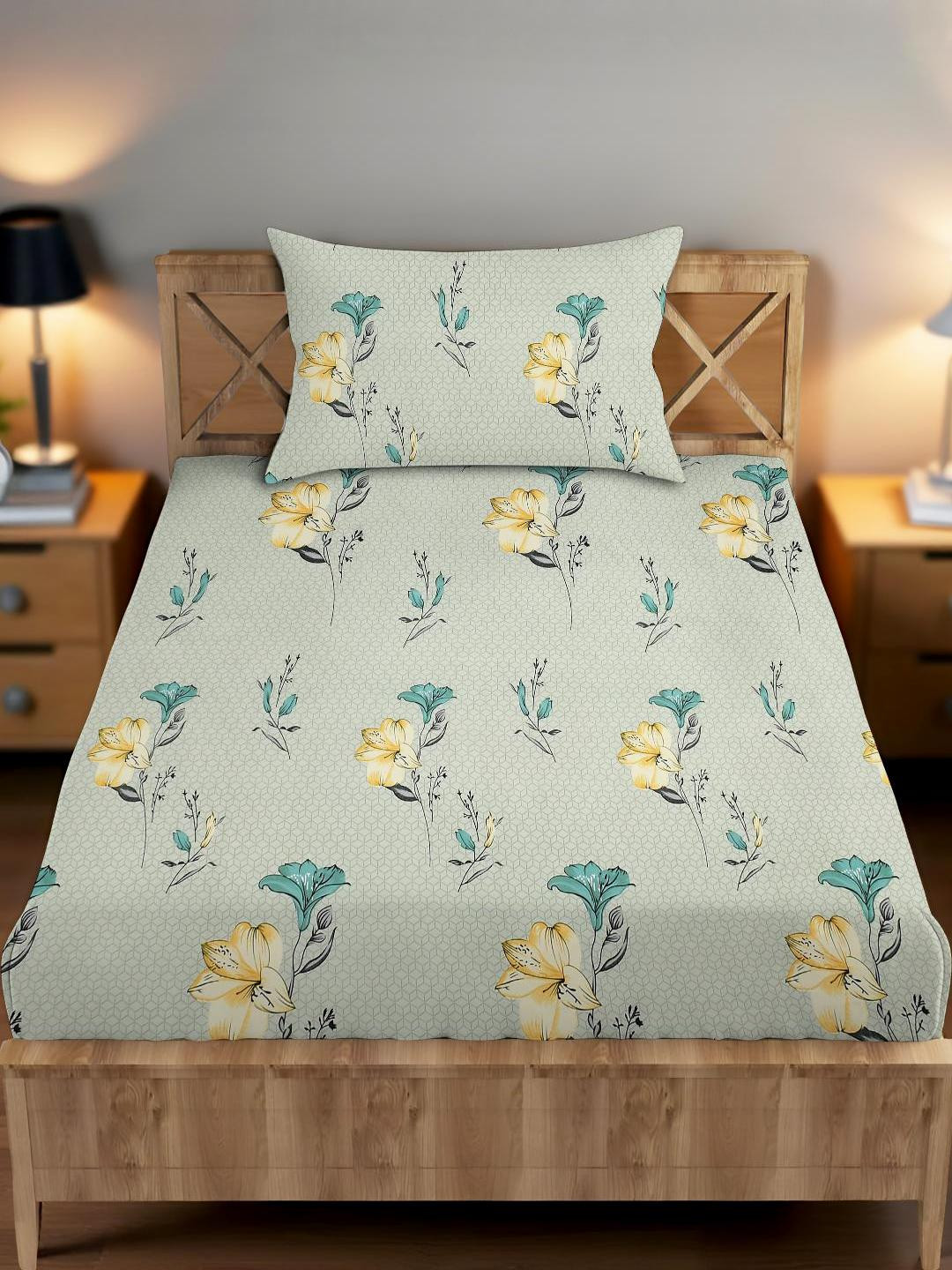 IVAZA Lime Green Leaf 160 Polyester Single