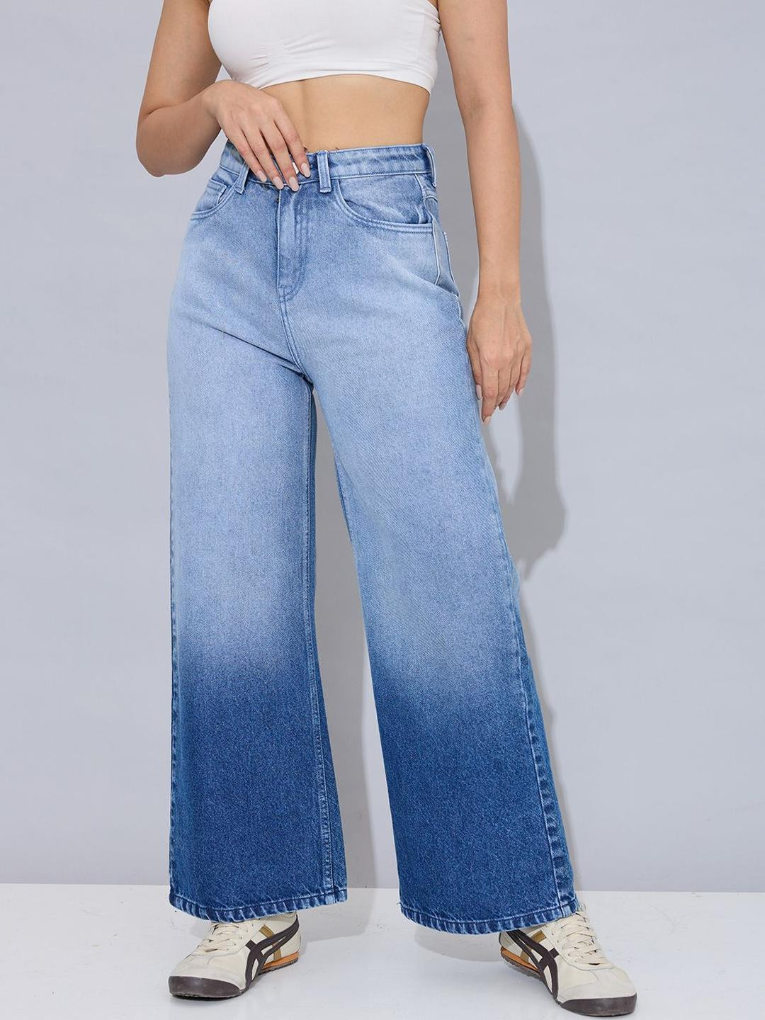 STORMY JEANS Women Wide Leg High-Rise Heavy Fade Jeans