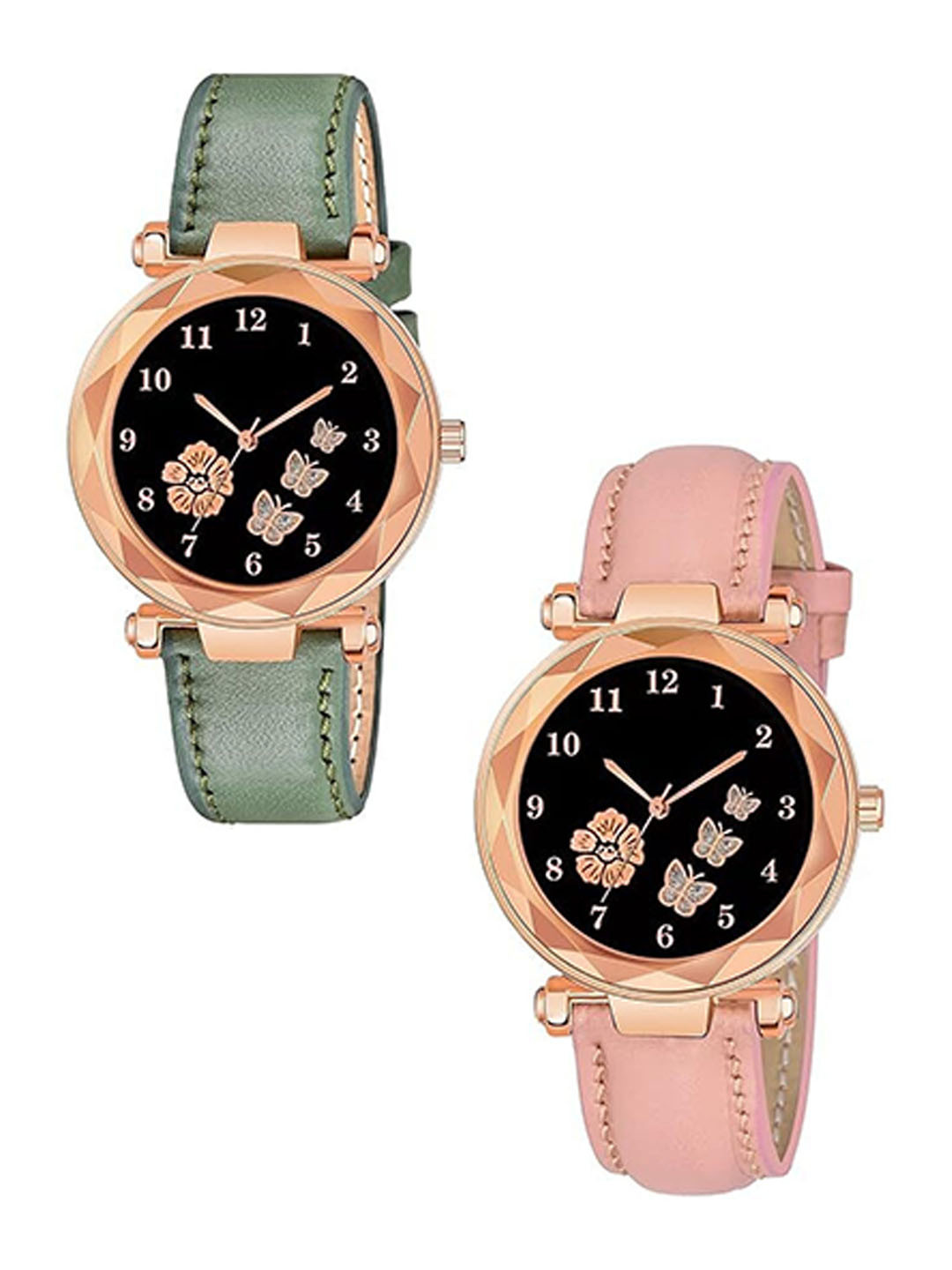 JUST LIKE Girls Set Of 2 Textured Dial & Straps Analogue Watch 188 Brown Girls watch