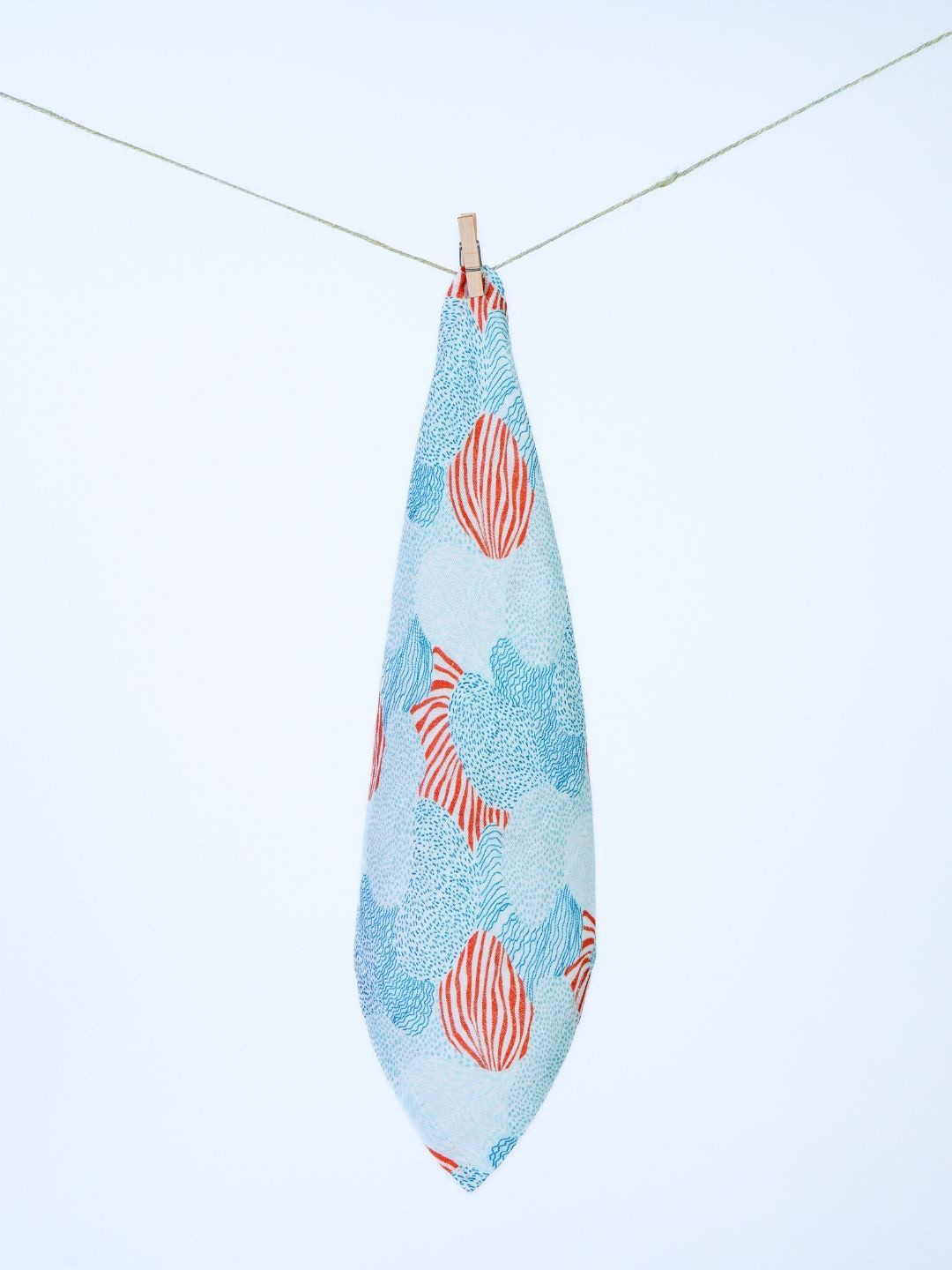 cocoon care Blue & Red Breeze Print Bamboo Cotton Face Towel