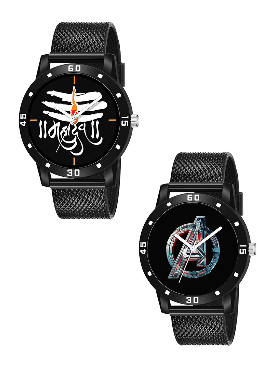 JUST LIKE Unisex Printed Dial & Bracelet Style Straps Analogue Watch 800 smart Black