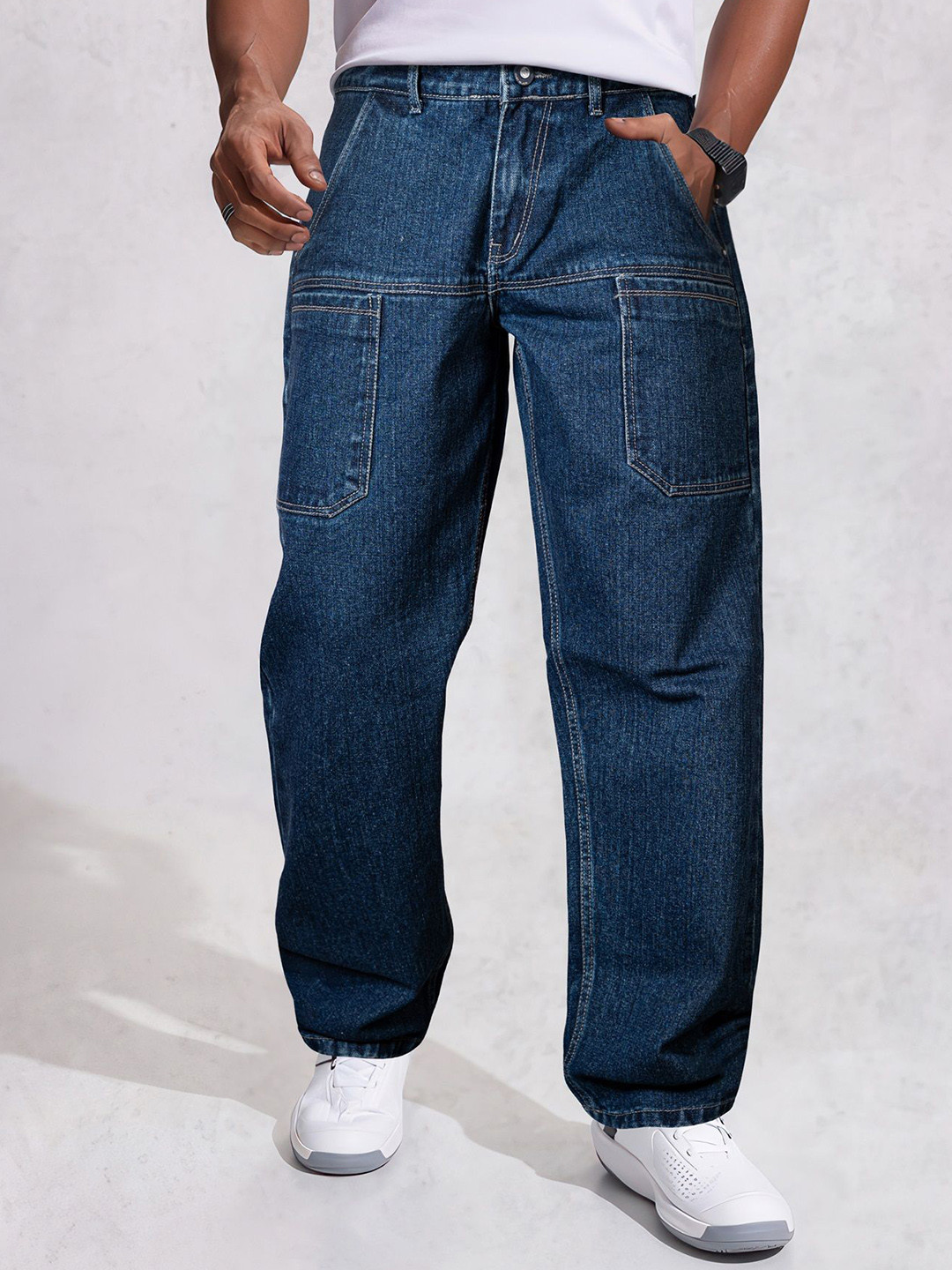 Jb Just BLACK Men Baggy Clean Look No Fade Cotton Jeans