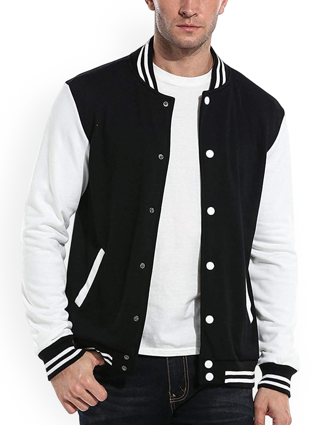 PAKLON Men Stand Collar Colourblocked Varsity Jacket