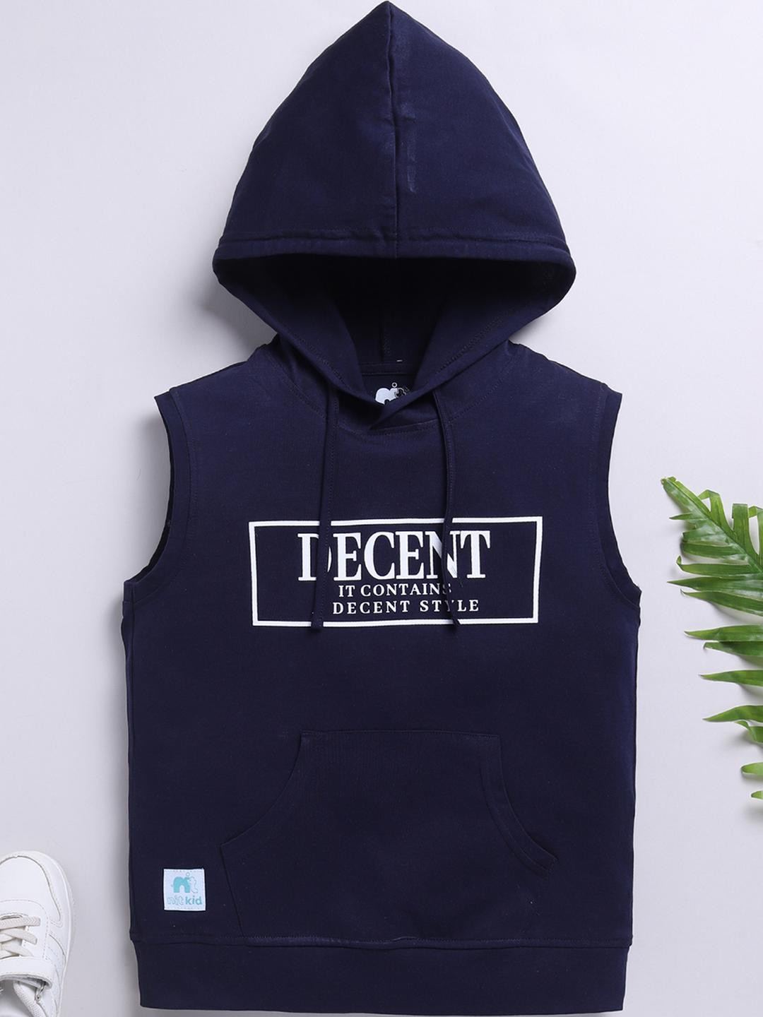 nit kid Boys Typography Printed Hooded Sleeveless T-shirt