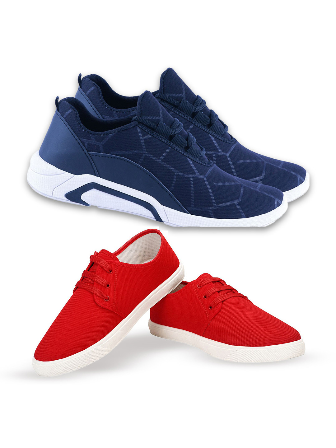 Spotwalk Men Mesh Pack Of 2 Lace-Ups Round Toe Sneakers