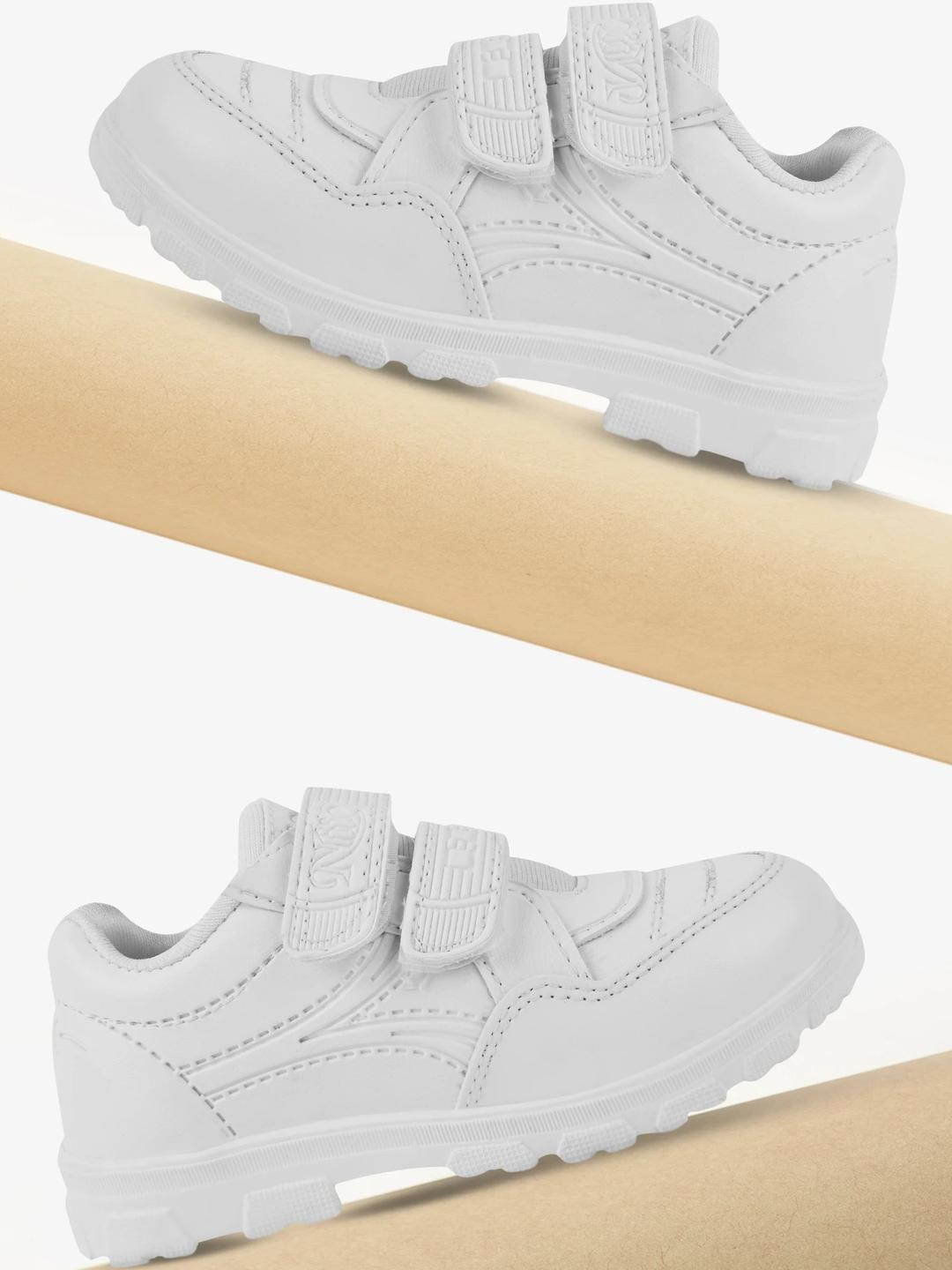 PU-PINE Boys White Velcro Casual Shoes