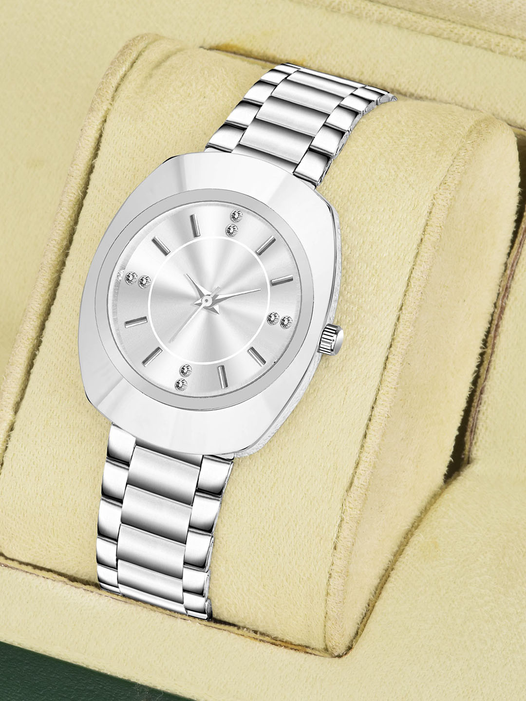 JUST LIKE Unisex Embellished Bracelet Style Straps Analogue Watch RUBBERS BROWN 1003