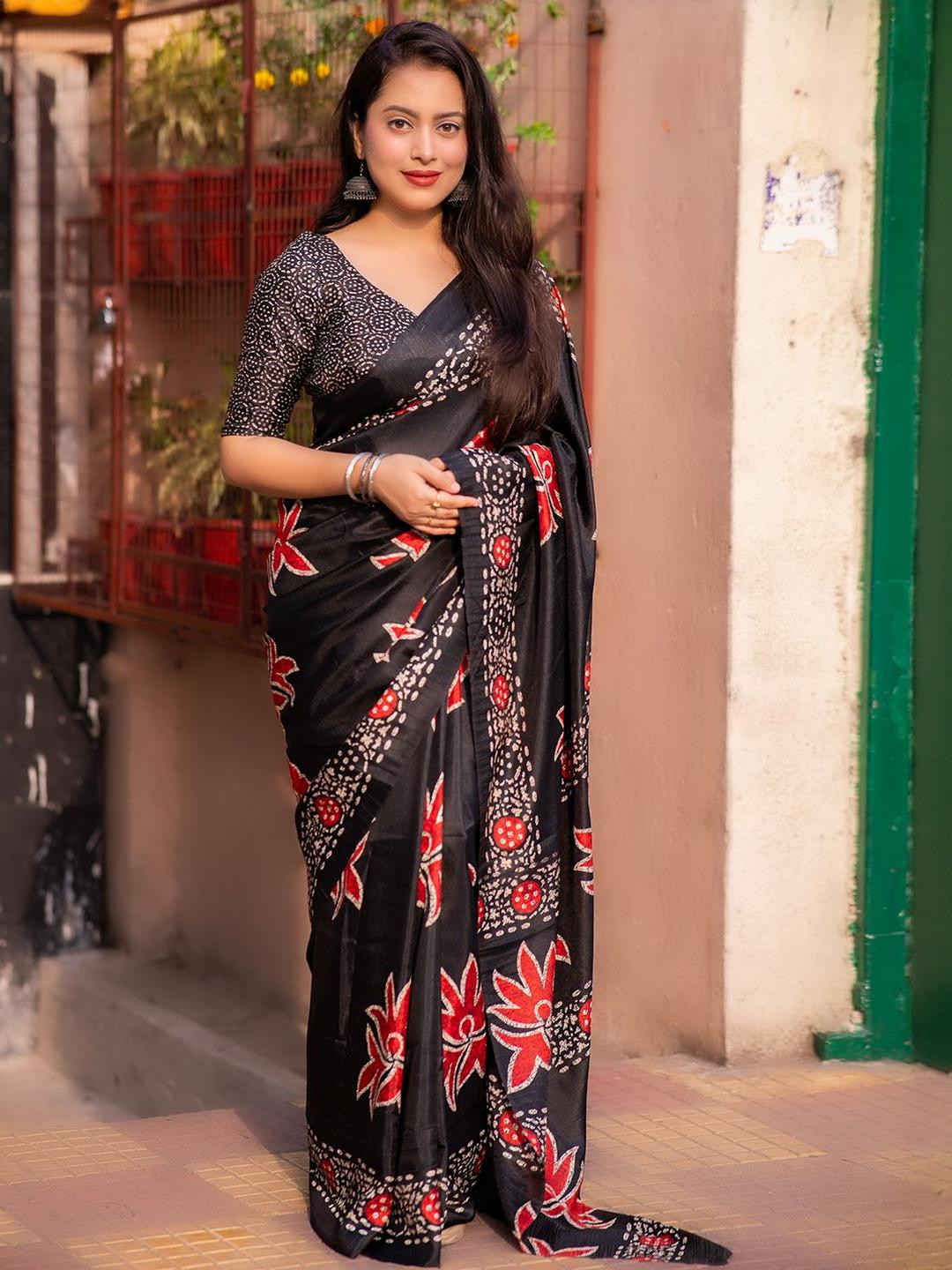 KALINI Batik Silk Blend Designer Saree