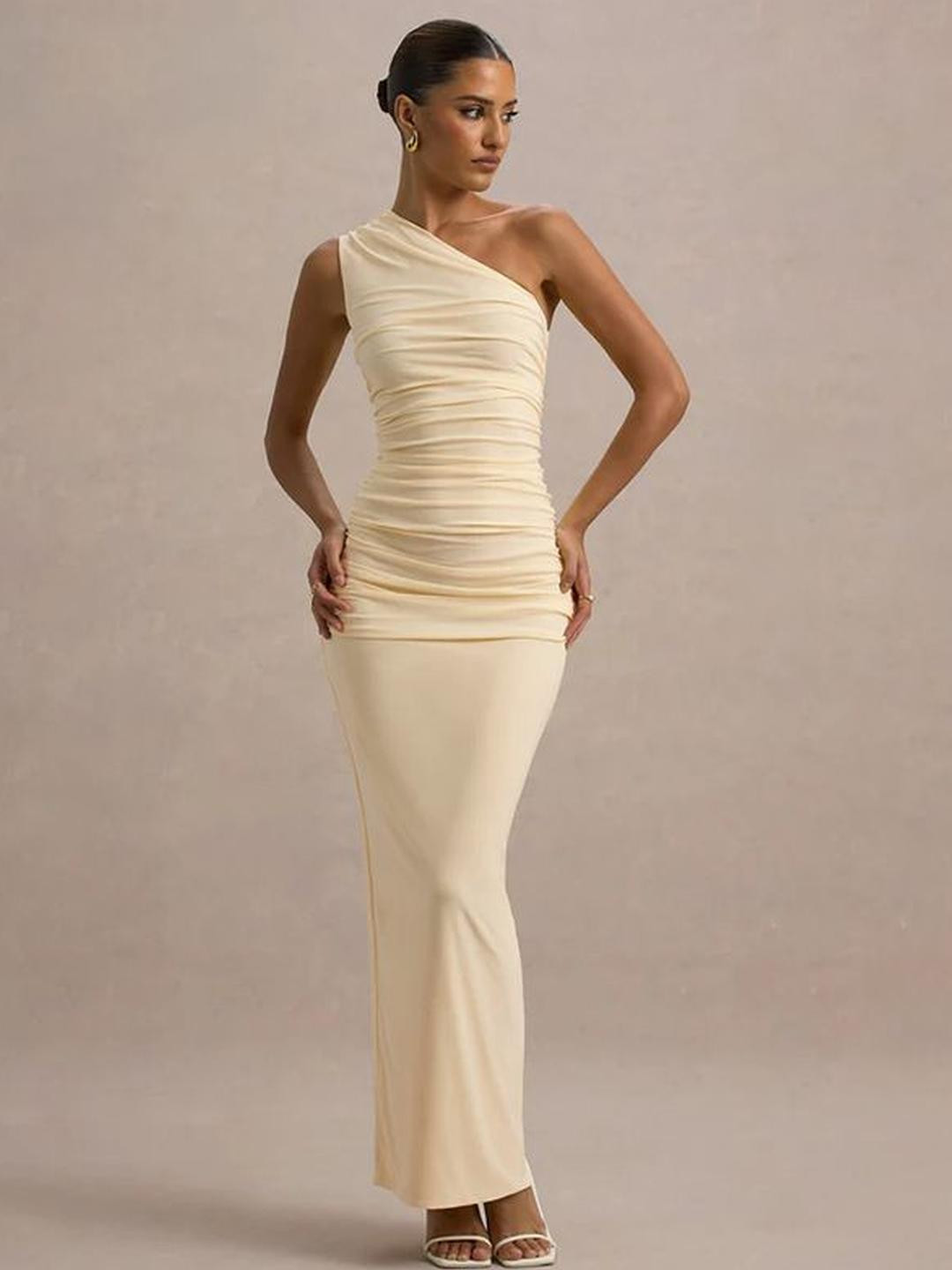 MIAKEE Women Slits One Shoulder Sleeveless Zuma Assymetrical Maxi Dress