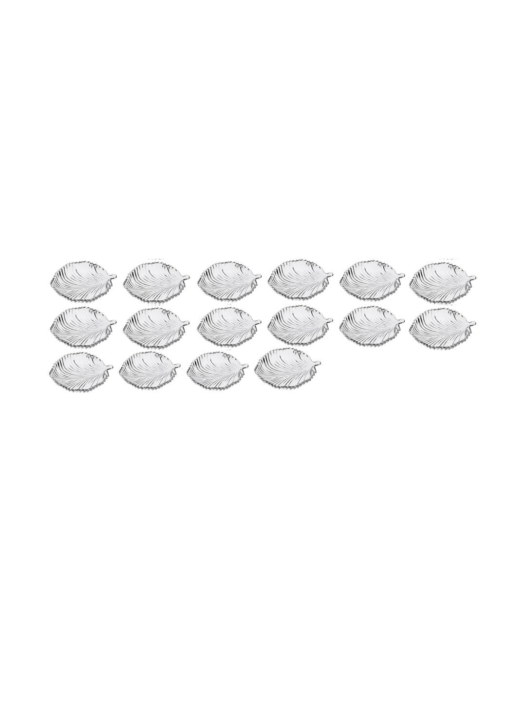 SOMIL Set of 16 Transparent Dishwasher and Microwave Safe Glass Plates