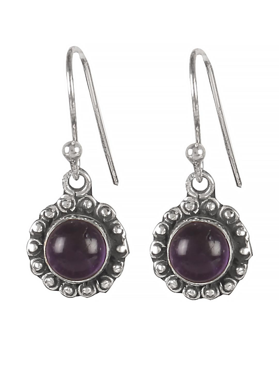FUSIONARI  Sterling Silver Amethyst Turquoise Drop Earrings