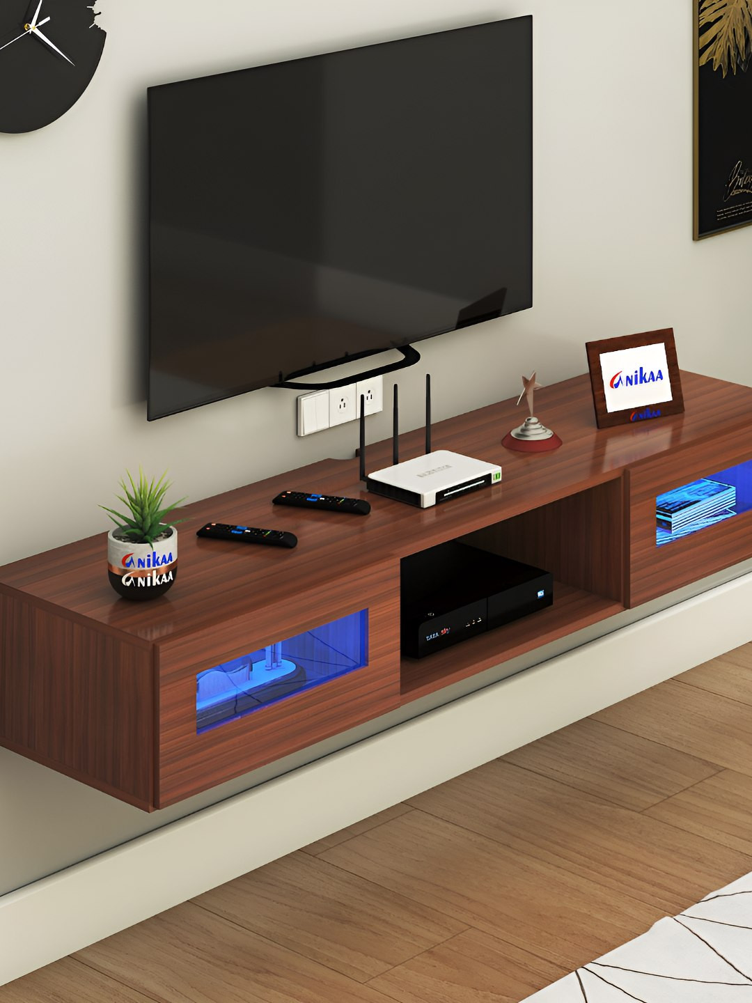 ANIKAA Orilo Brown Wall Mount Modern TV Unit-1.20 m