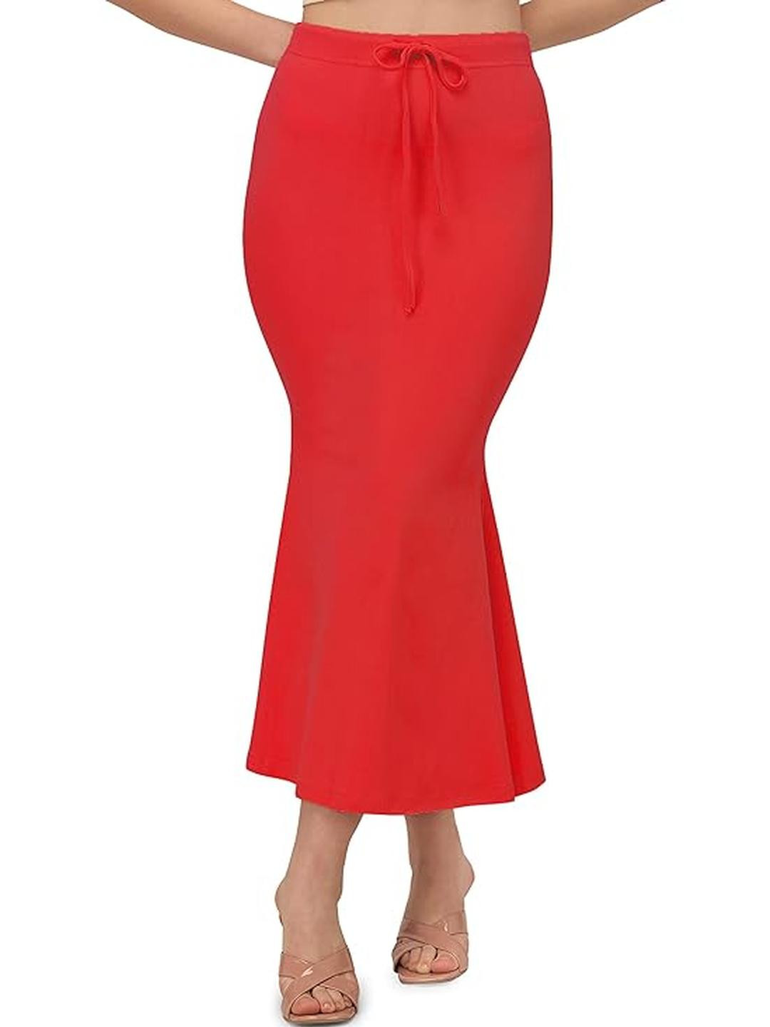 Veeva Beauty & Fashion Women Red Fish cut Saree Shapewear