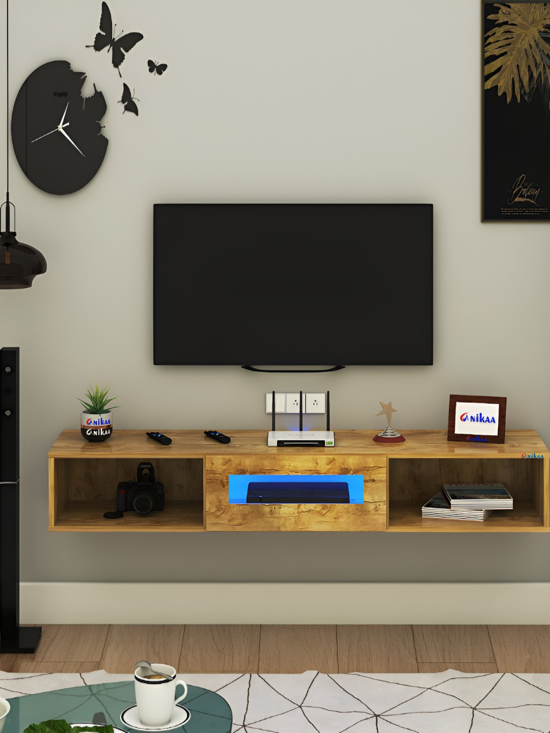 ANIKAA Novus Yellow Wall Mount Modern TV Unit-1.20 m