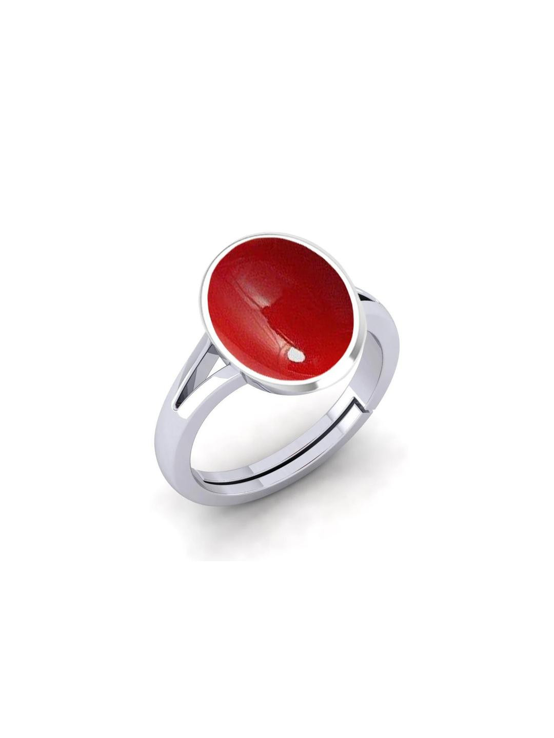 Barmunda gems Red Silver  Finger Ring