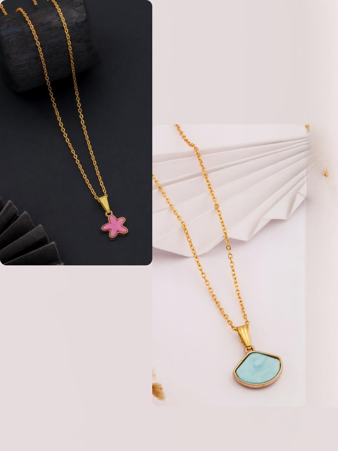 DressBerry Women Pack Of 2 Multi Color Gold-Plated Artificial Beads Causal Necklace