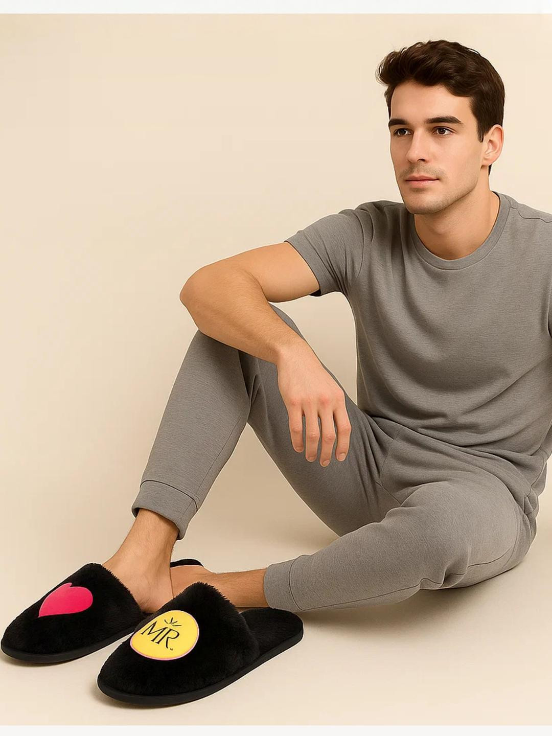 TRAVELKHUSHI Men Mr Love Soft Fur Home Slippper