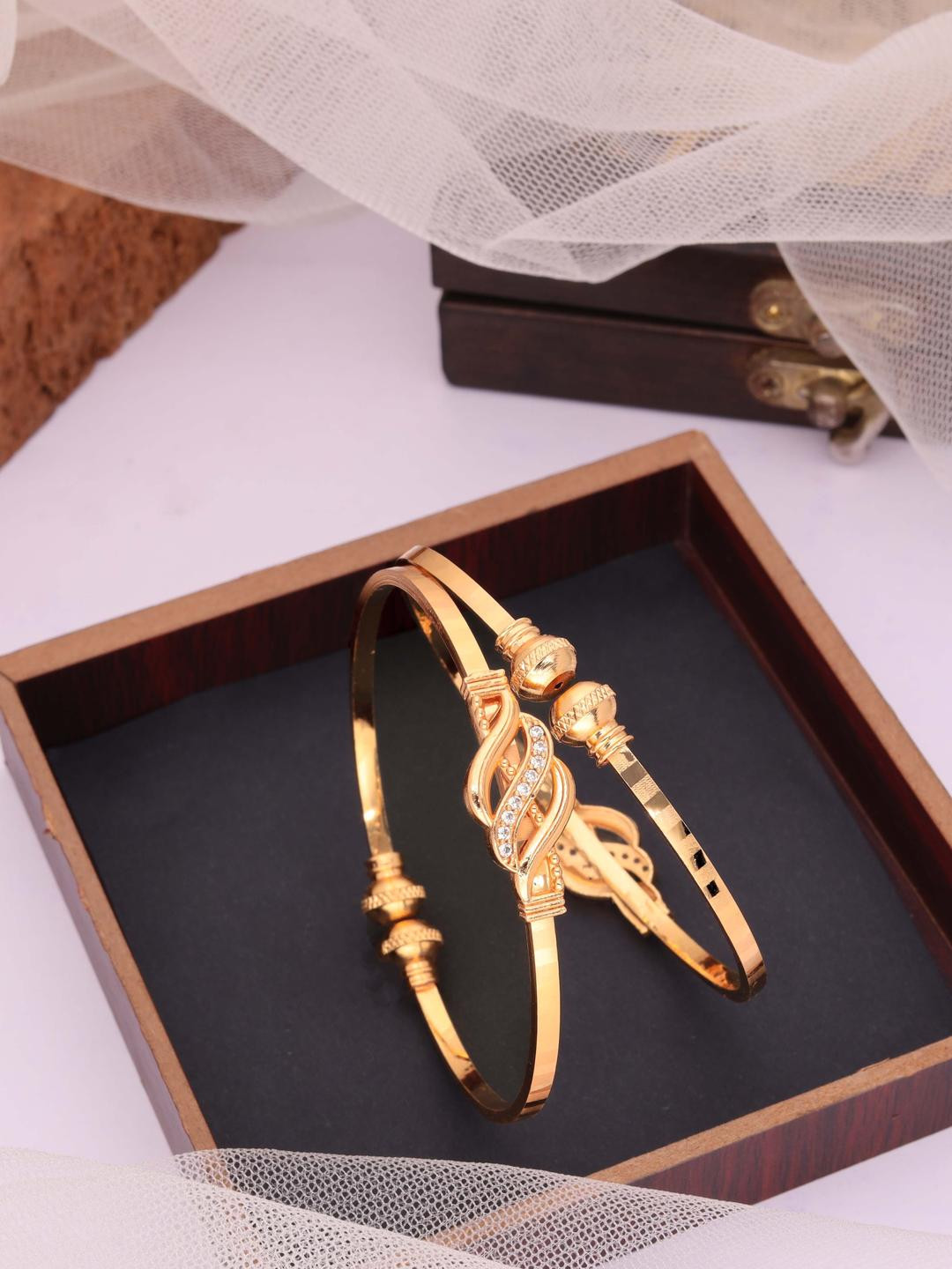 Anouk Gold-Plated Brass American Diamond Bangle set