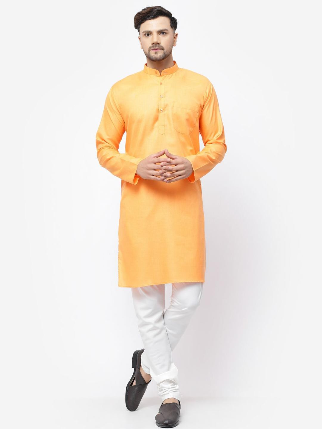 TS LIFESTYLE Cotton Thread Work Mandarin Collar Straight Kurta